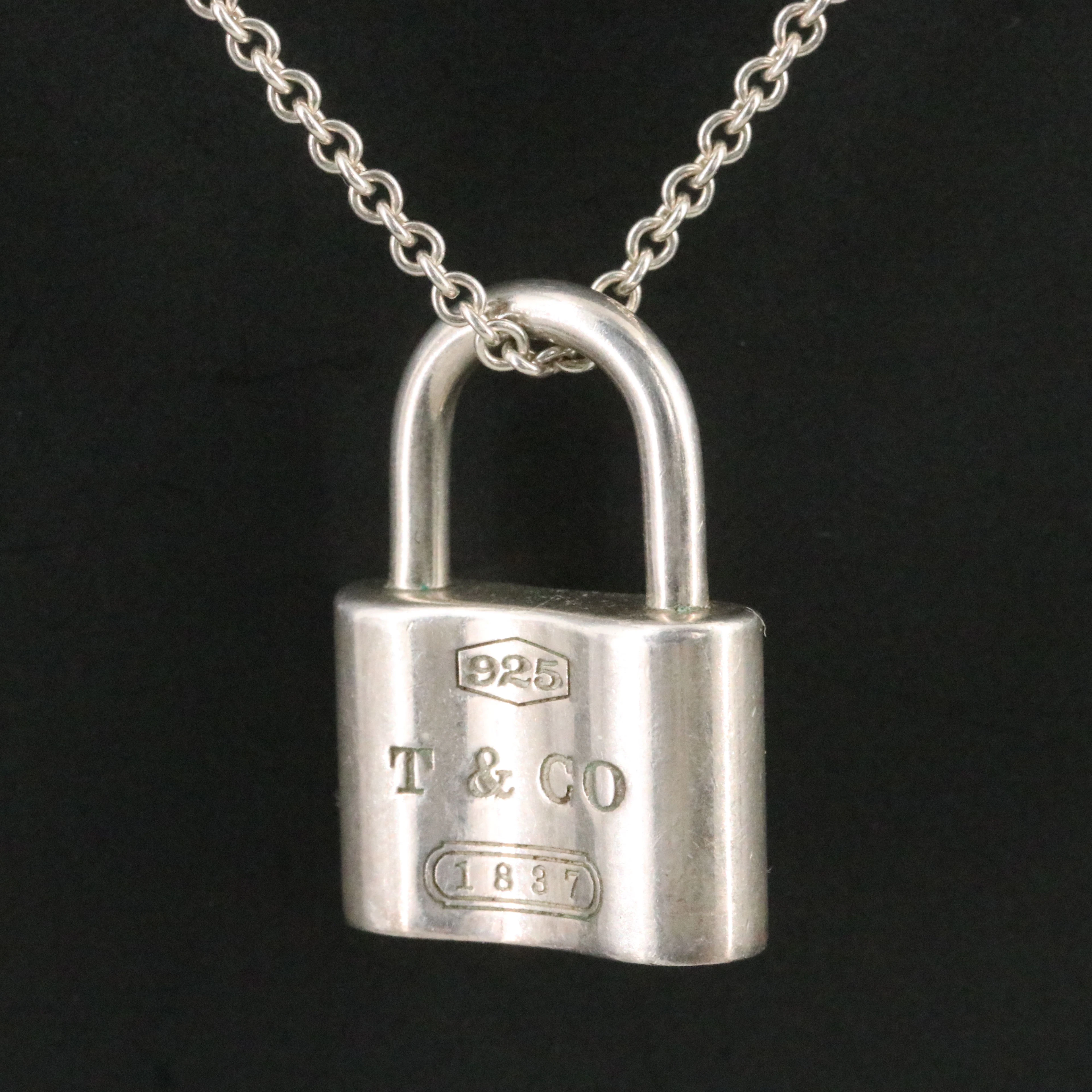 Tiffany & Co. 1837 Sterling Lock Pendant Necklace