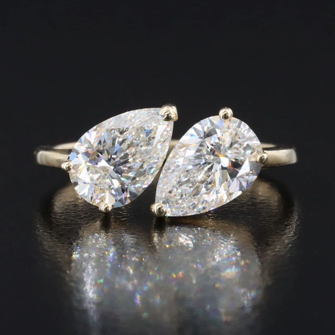 14K 3.02 CTW Lab Grown Diamond Toi et Moi Ring with IGI Report