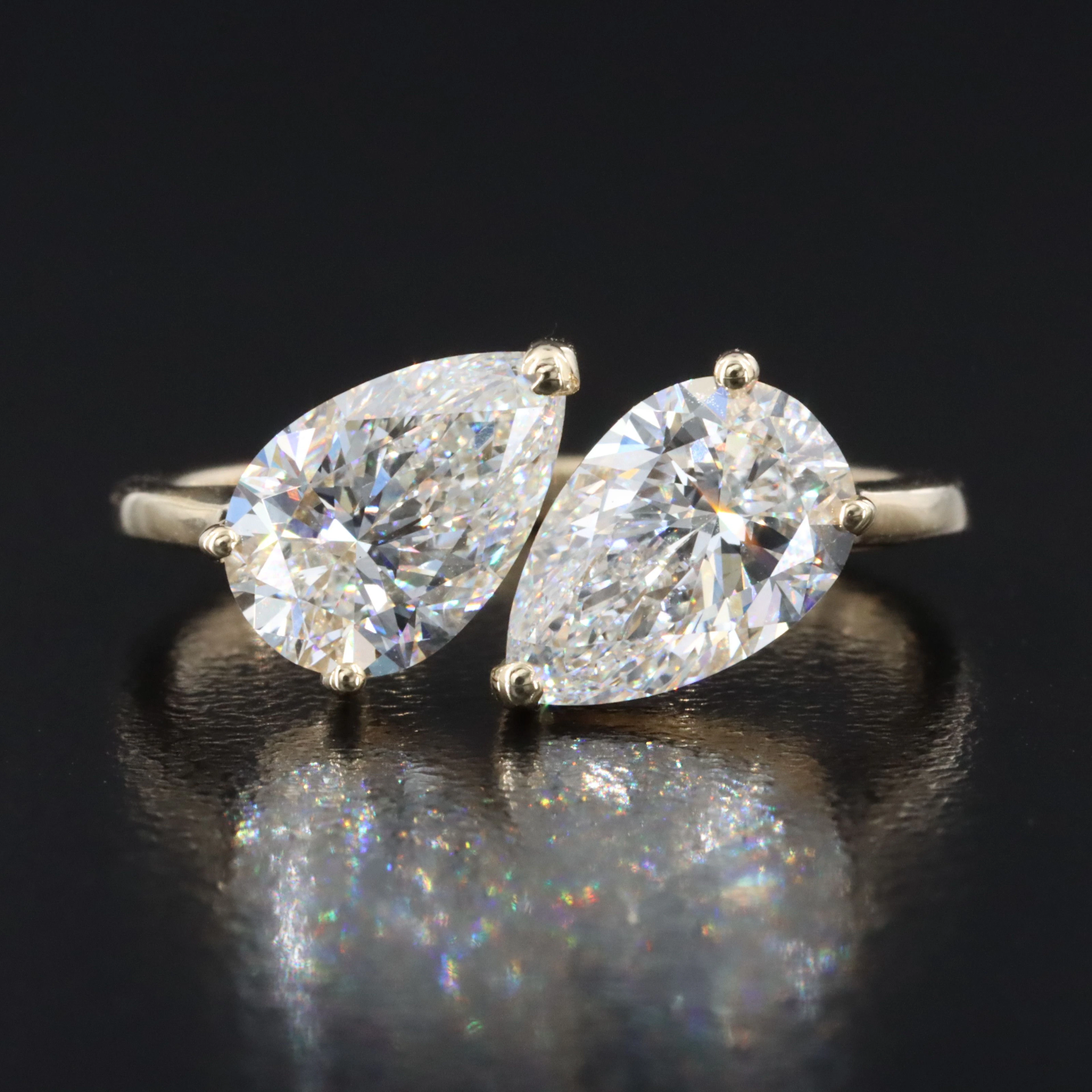 14K 3.02 CTW Lab Grown Diamond Toi et Moi Ring with IGI Report