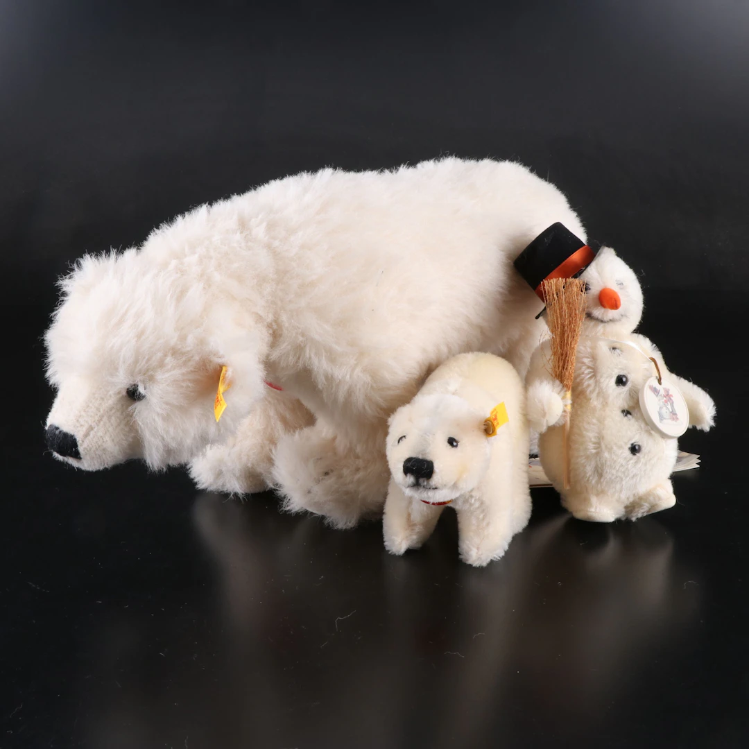 Steiff "Siro" Wool Blend Polar Bears and Goebel First Issue Snowman