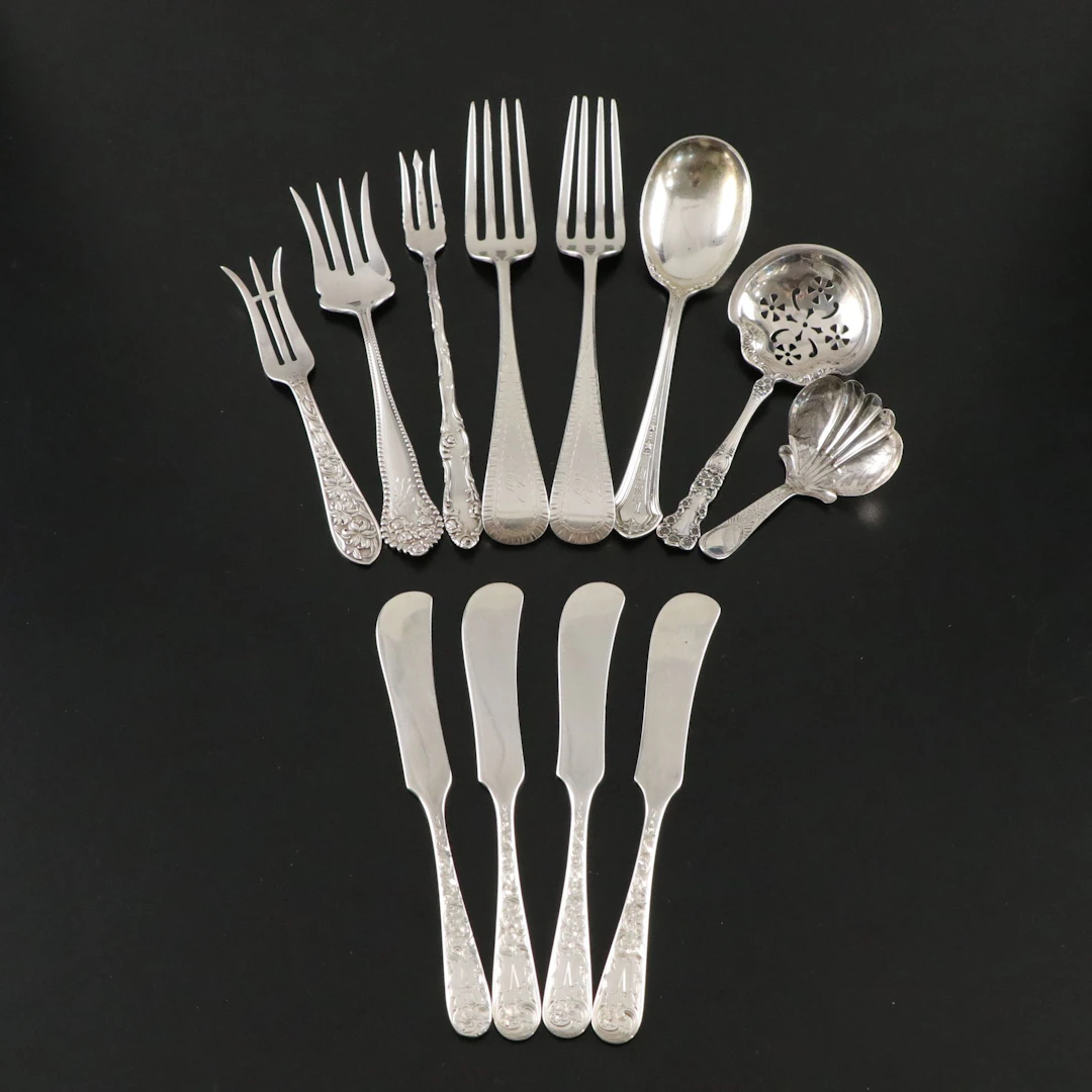 Sterling Silver "Buttercup," "Repoussé," & Other Forks, Cheese Knives, & More