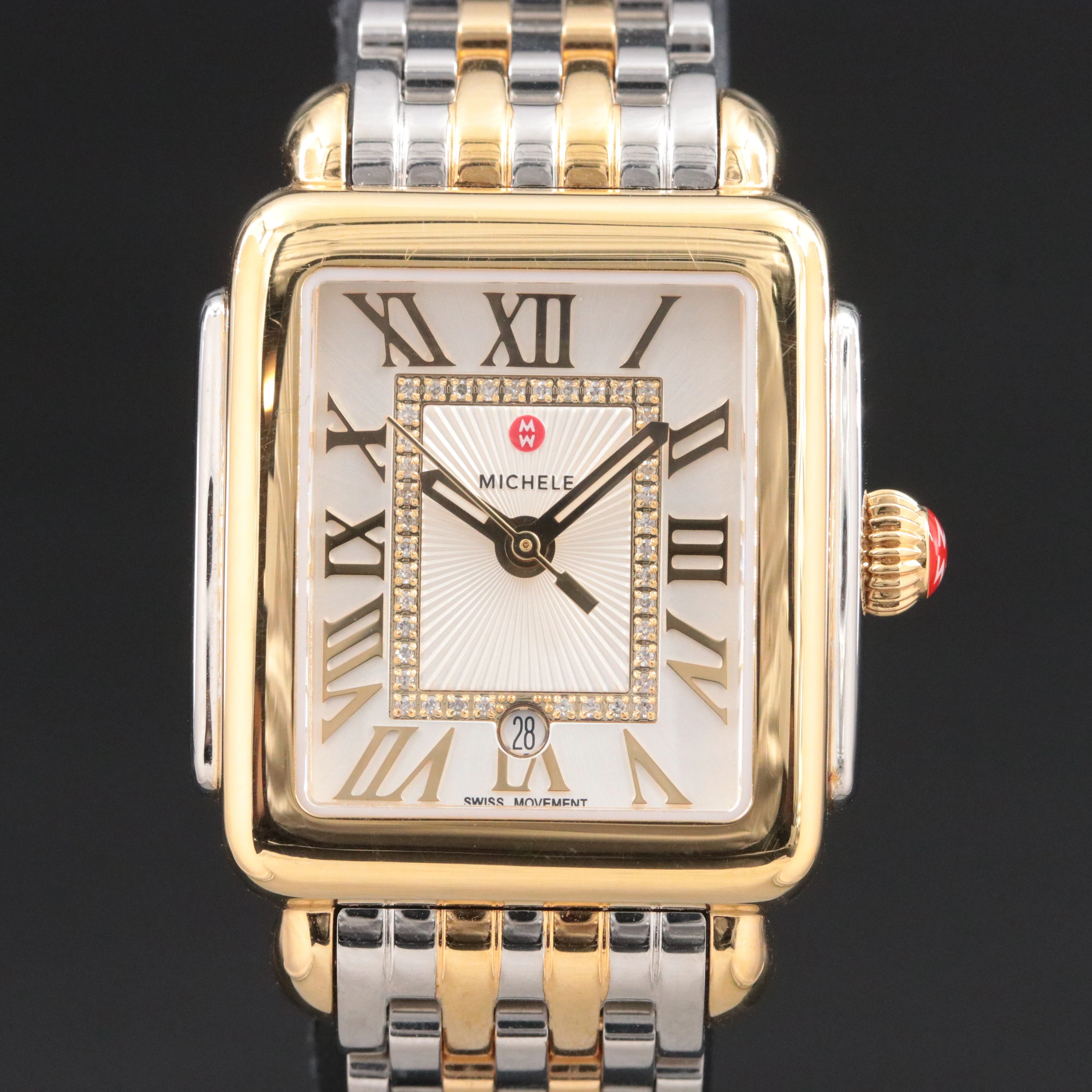 Michele Deco Madison Mid Two Tone Diamond Dial Quartz Watch Ref. MWW06G000013
