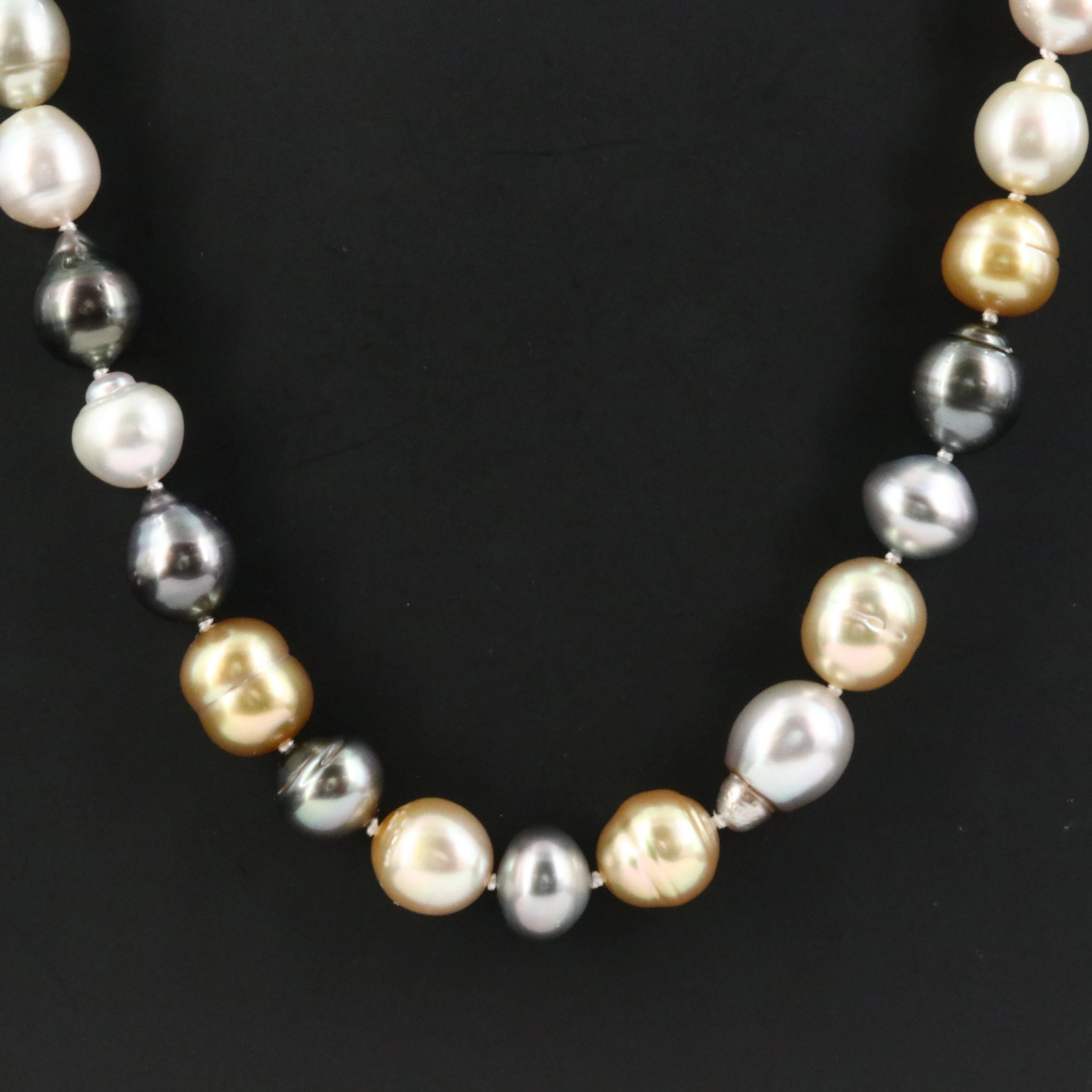 Princess Length Pearl Necklace with 18K Diamond Accented Clasp