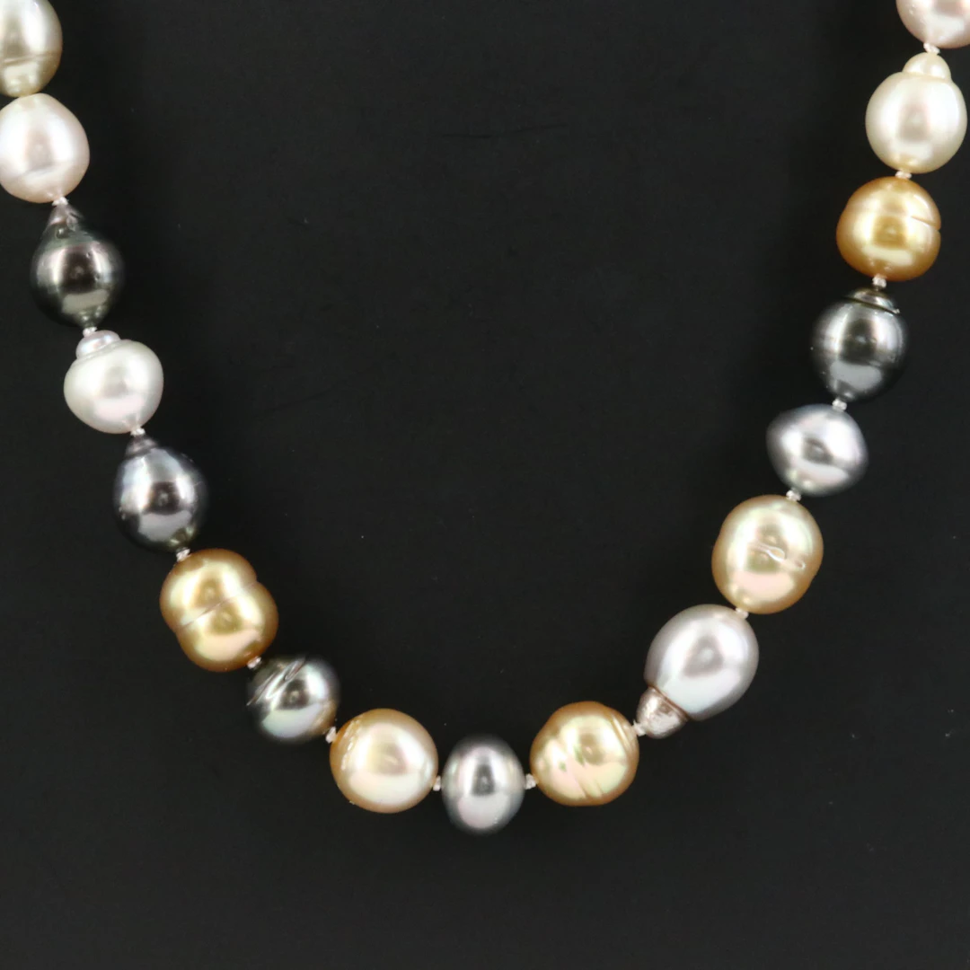 Princess Length Pearl Necklace with 18K Diamond Accented Clasp