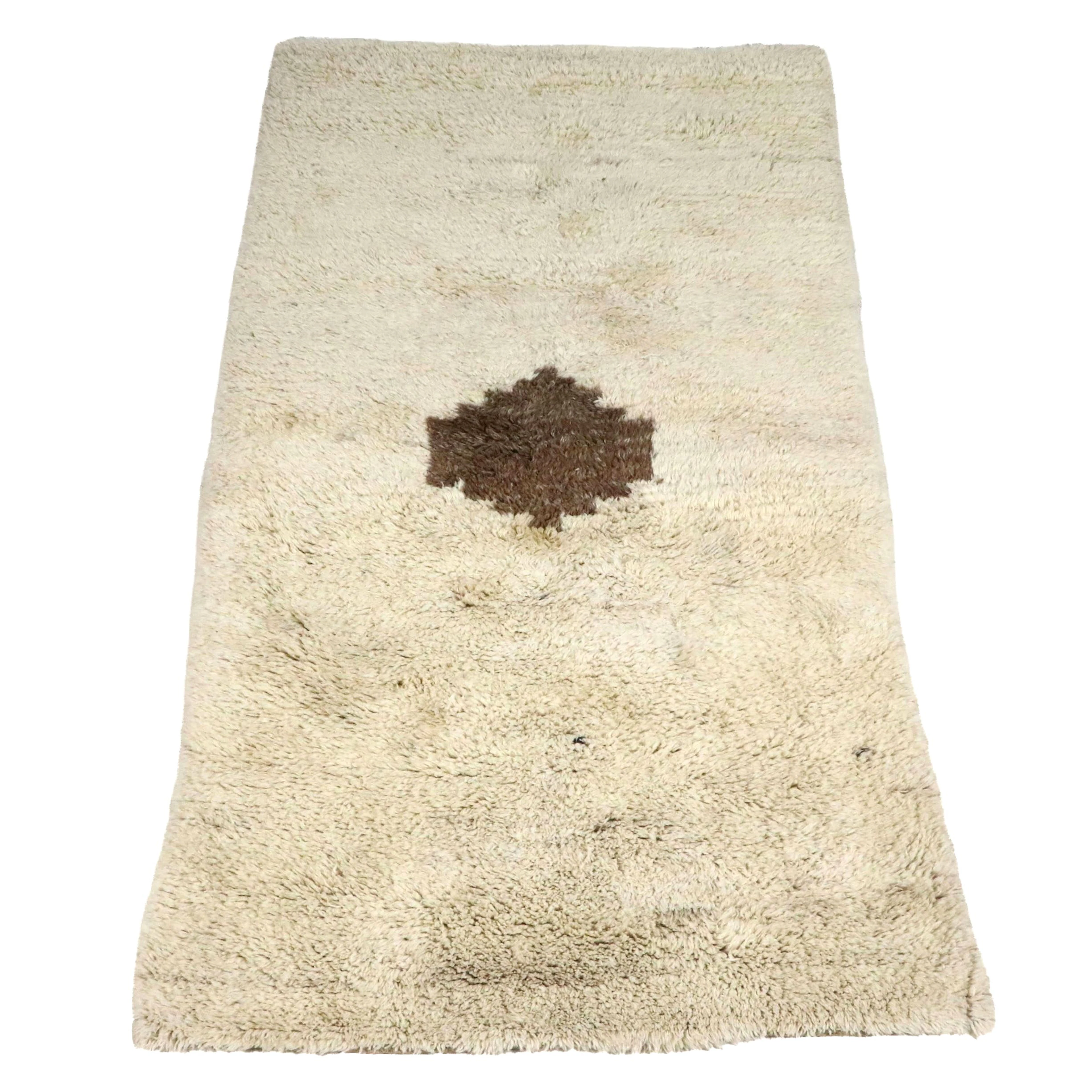 3'8 x 8'8 Hand-Knotted Moroccan Berber Area Rug