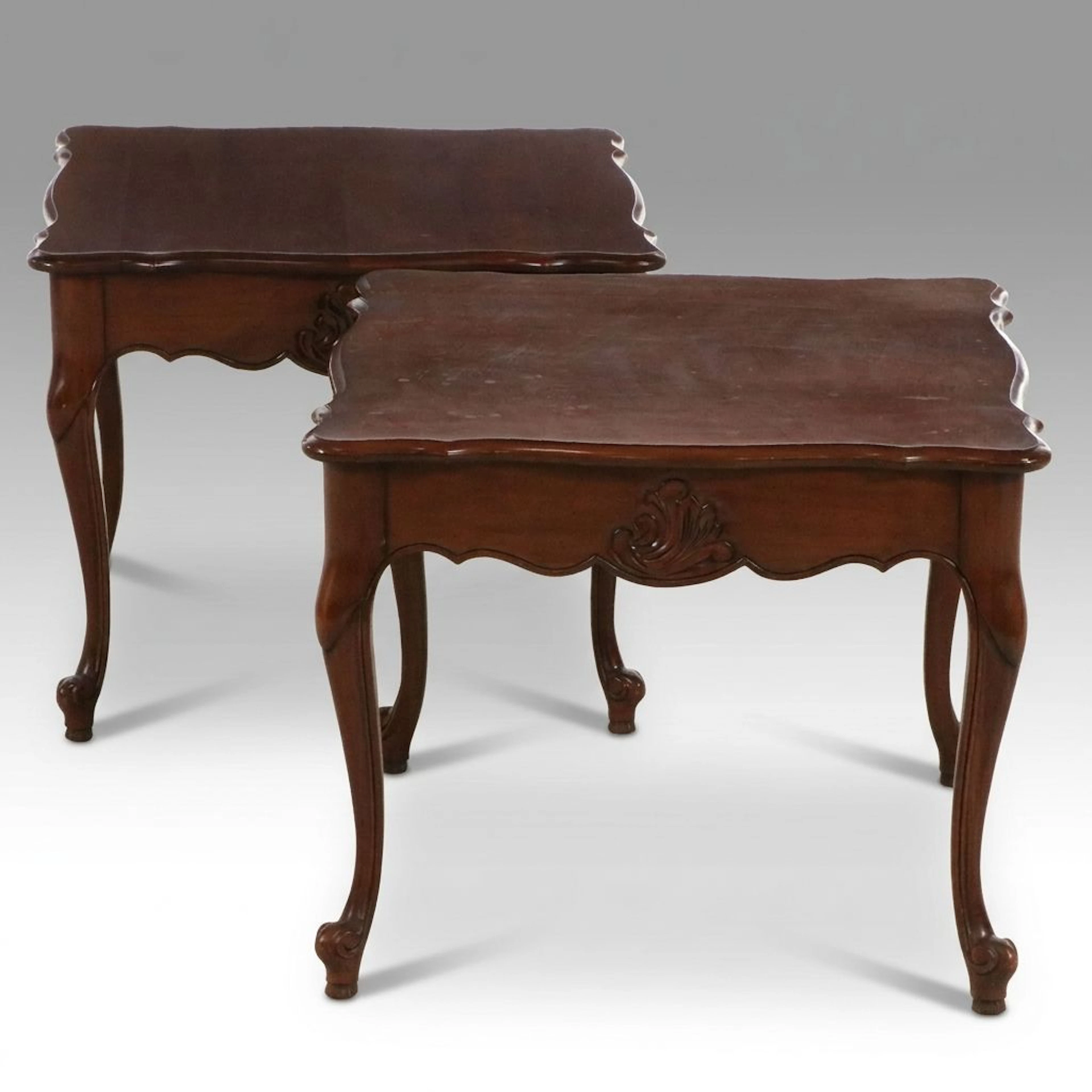Pair of Townsend Mfg. Co. French Provincial Cherry Finish Style Side Tables