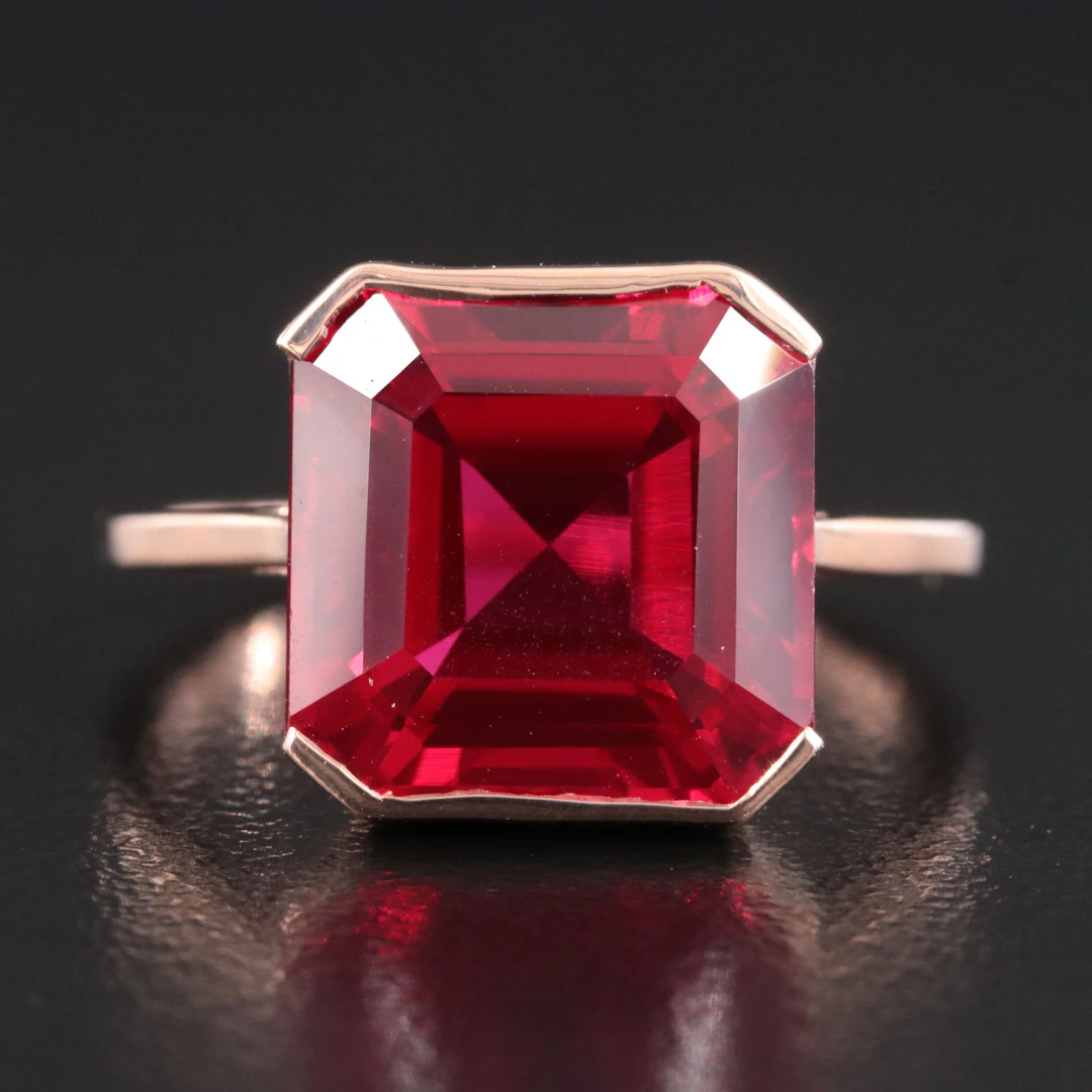 14K 8.38 CTW Lab Grown Ruby Ring