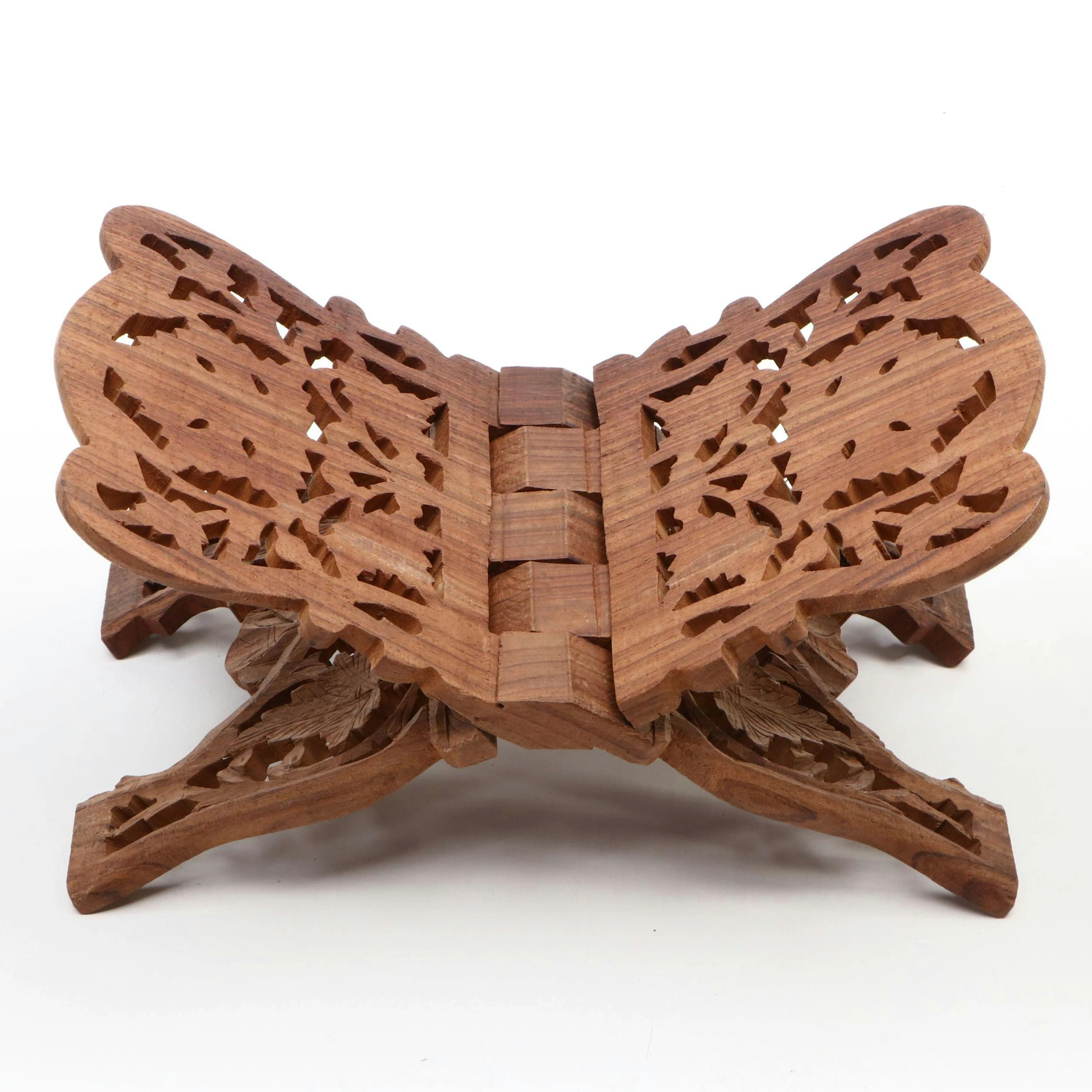 Victorian Style Foliage Carved Wood Book Rest