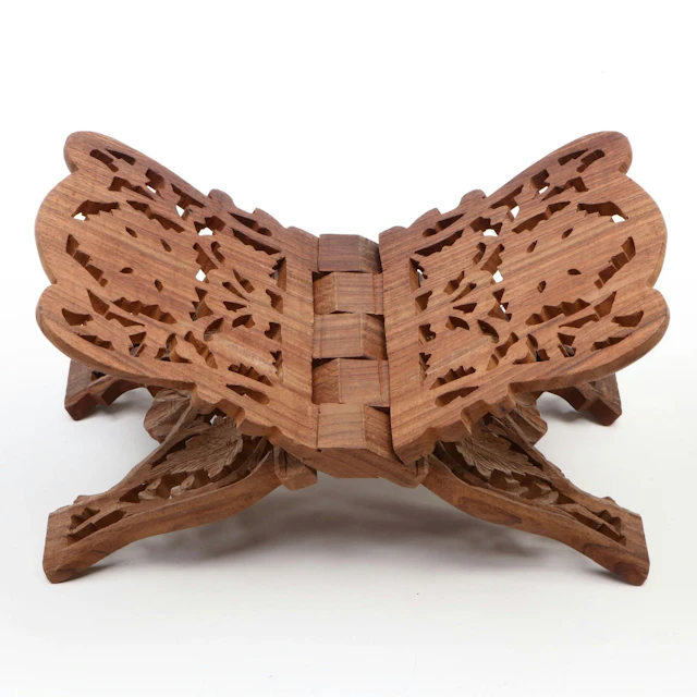 Victorian Style Foliage Carved Wood Book Rest