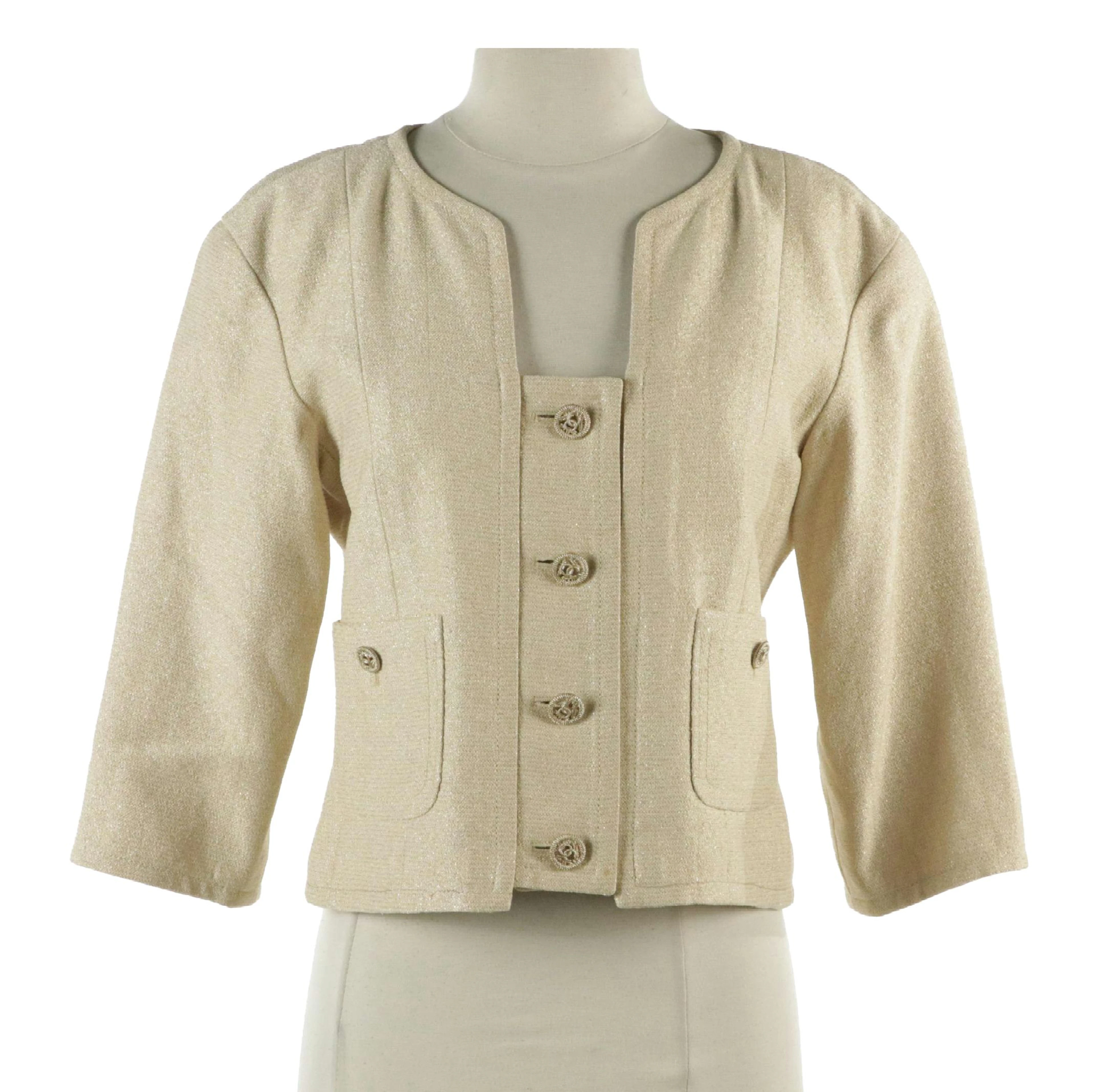 Chanel Metallic Fleck Cropped Suit Jacket