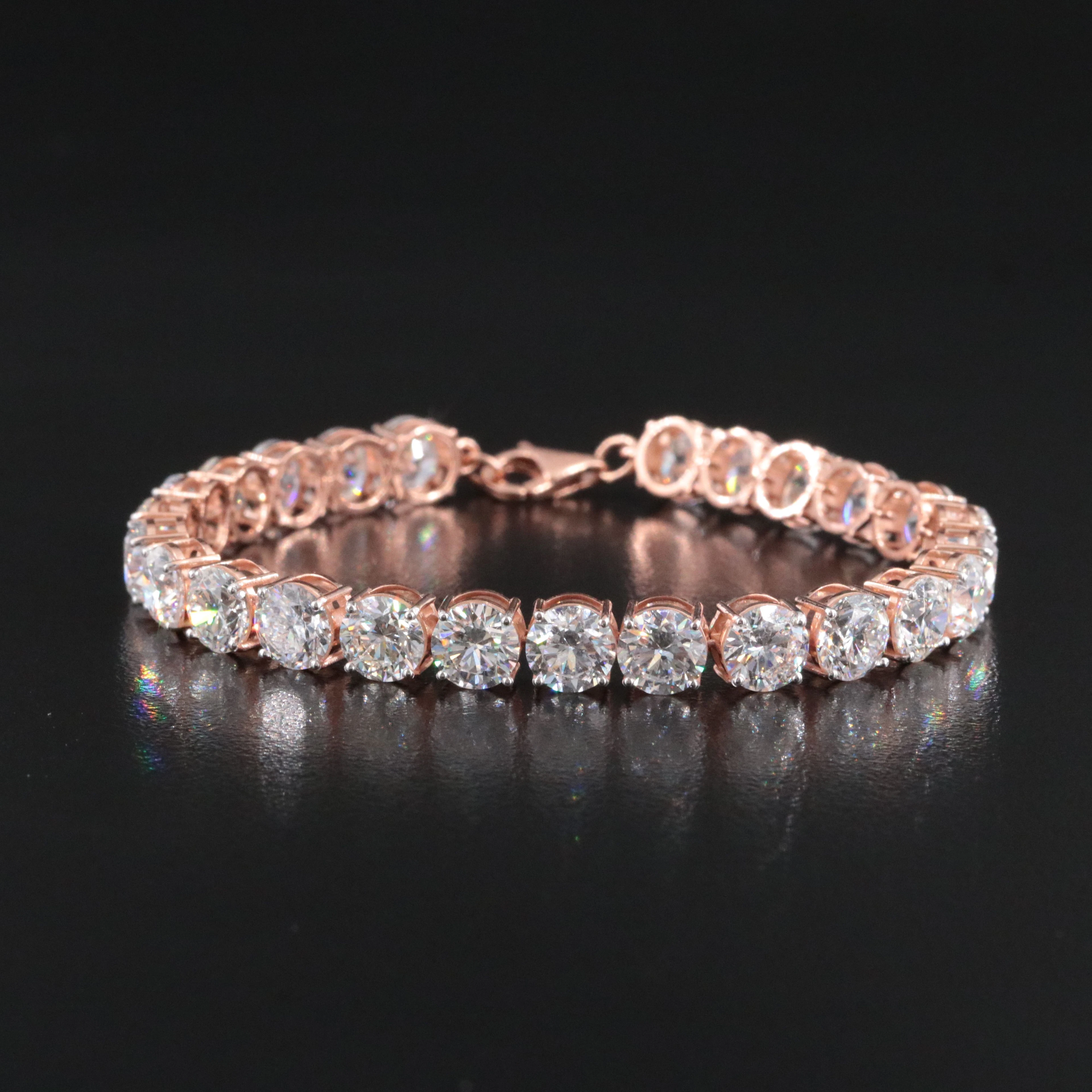 14K Rose Gold 18.39 CTW Lab Grown Diamond Line Bracelet