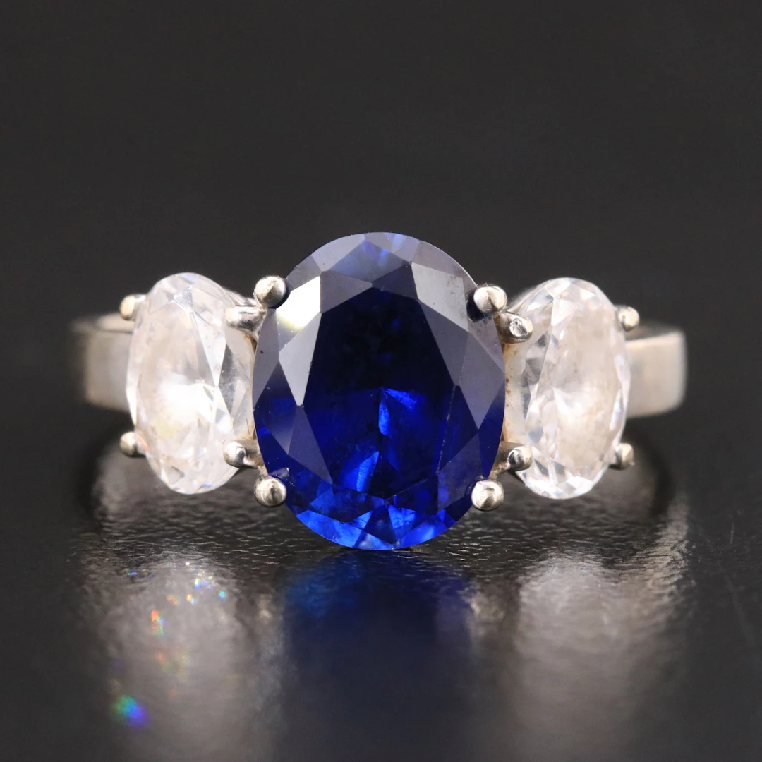 14K Sapphire and CZ Ring