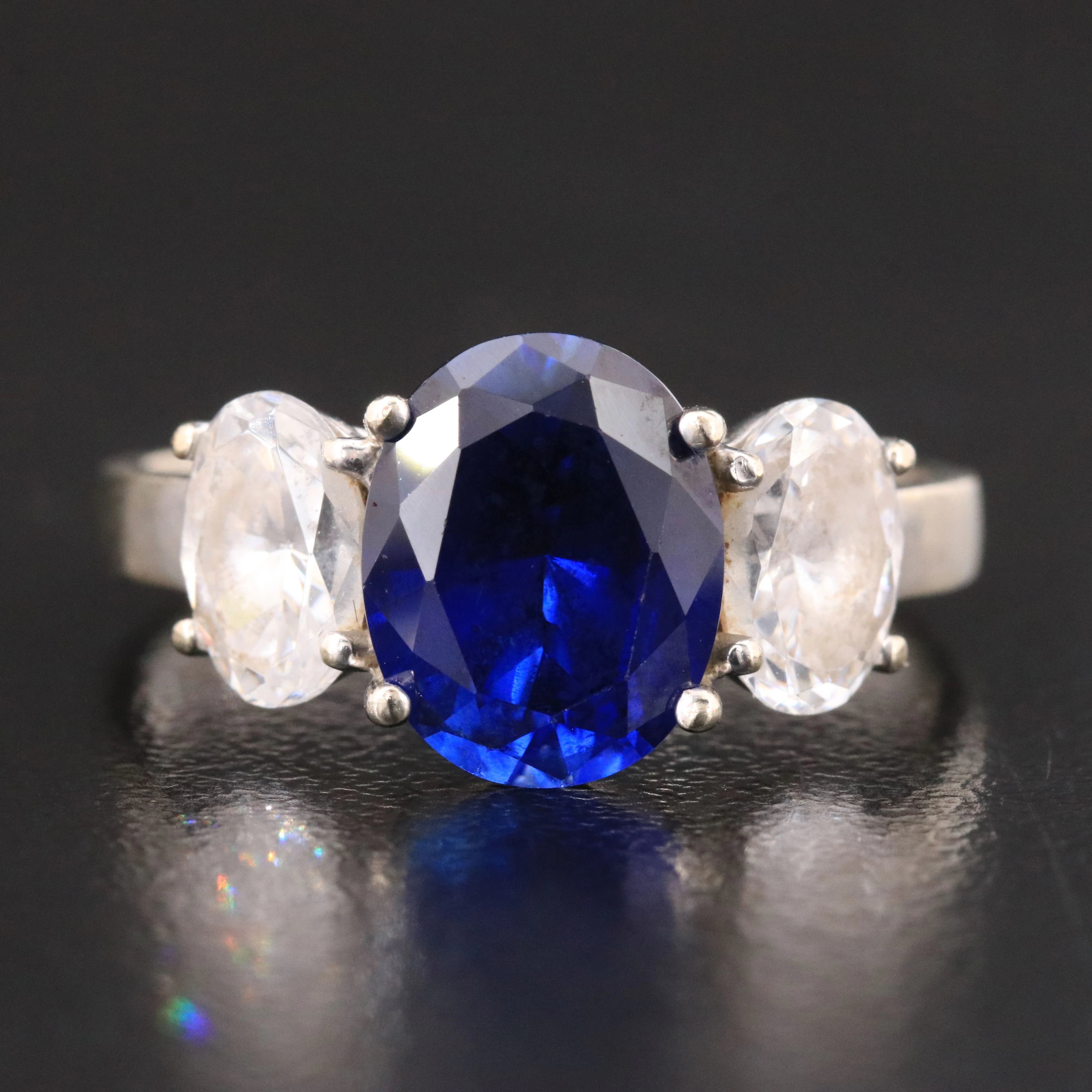 14K Sapphire and CZ Ring