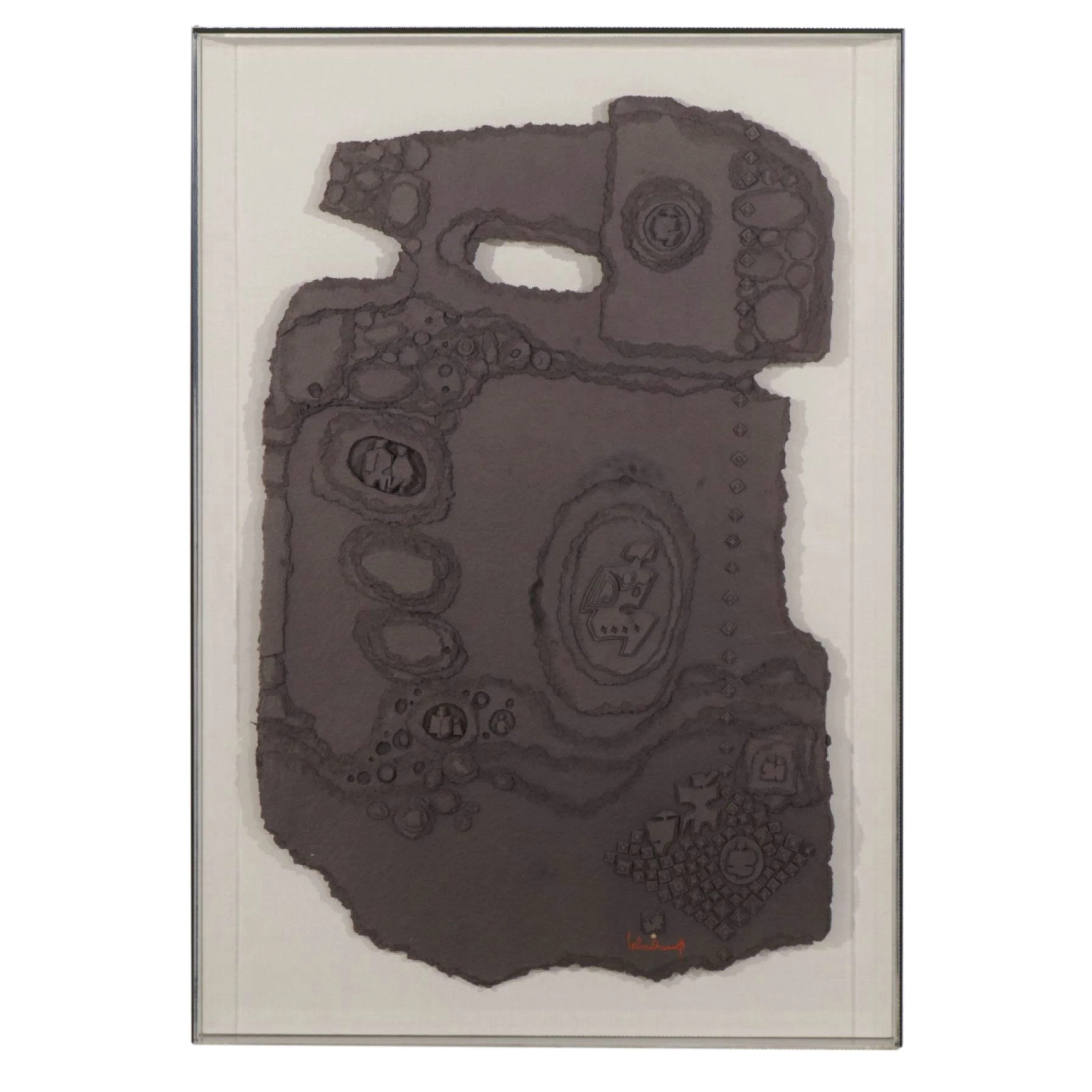 Hoi Lebadang Charcoal Toned Cast Paper Sculpture, Late 20th Century
