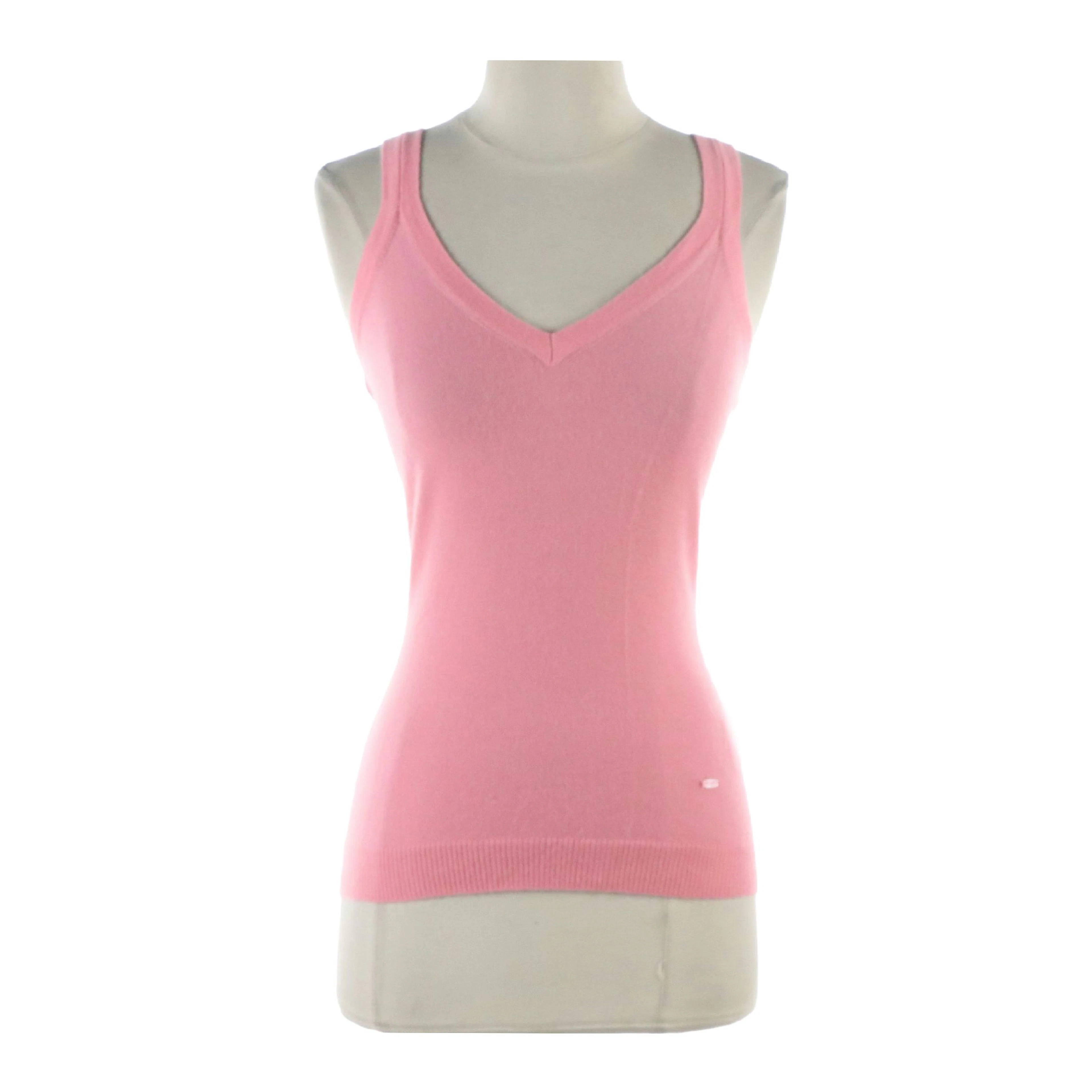 Emilio Pucci Pink Cashmere Blend Sleeveless V-Neck Top