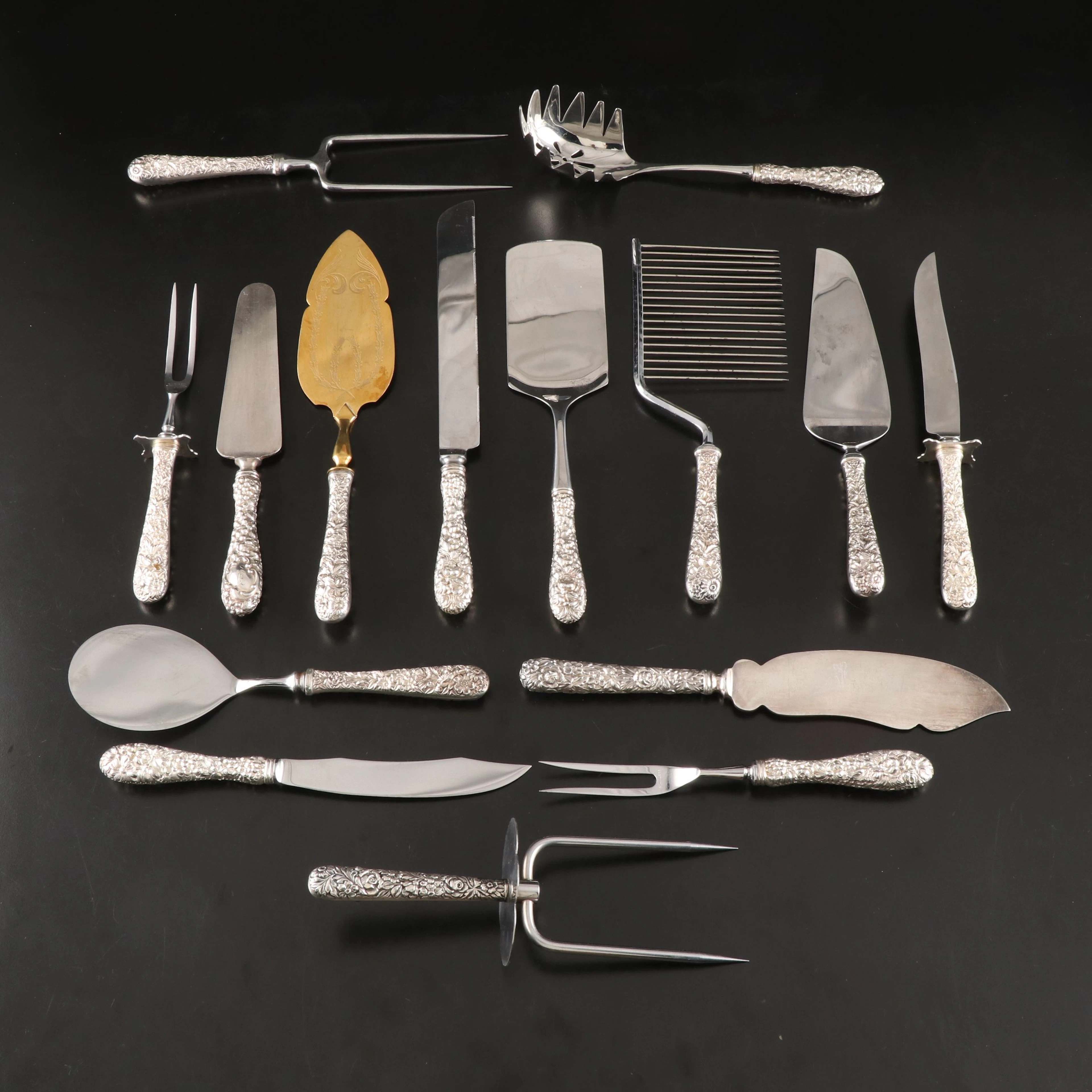 Kirk Stieff "Repoussé" Sterling Silver Handled Serving Utensils