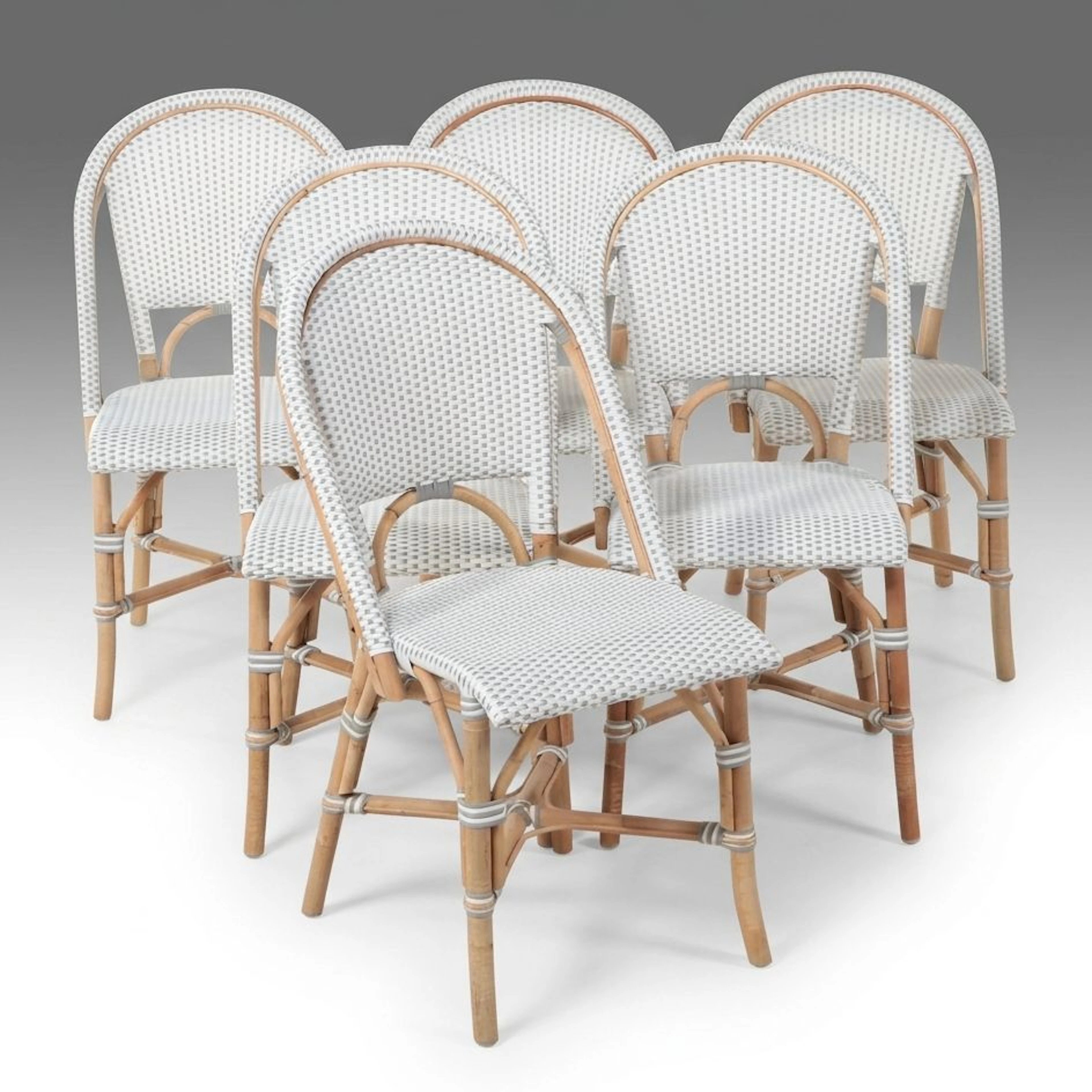 Six Serena & Lily "Riviera" Rattan Dining Chairs
