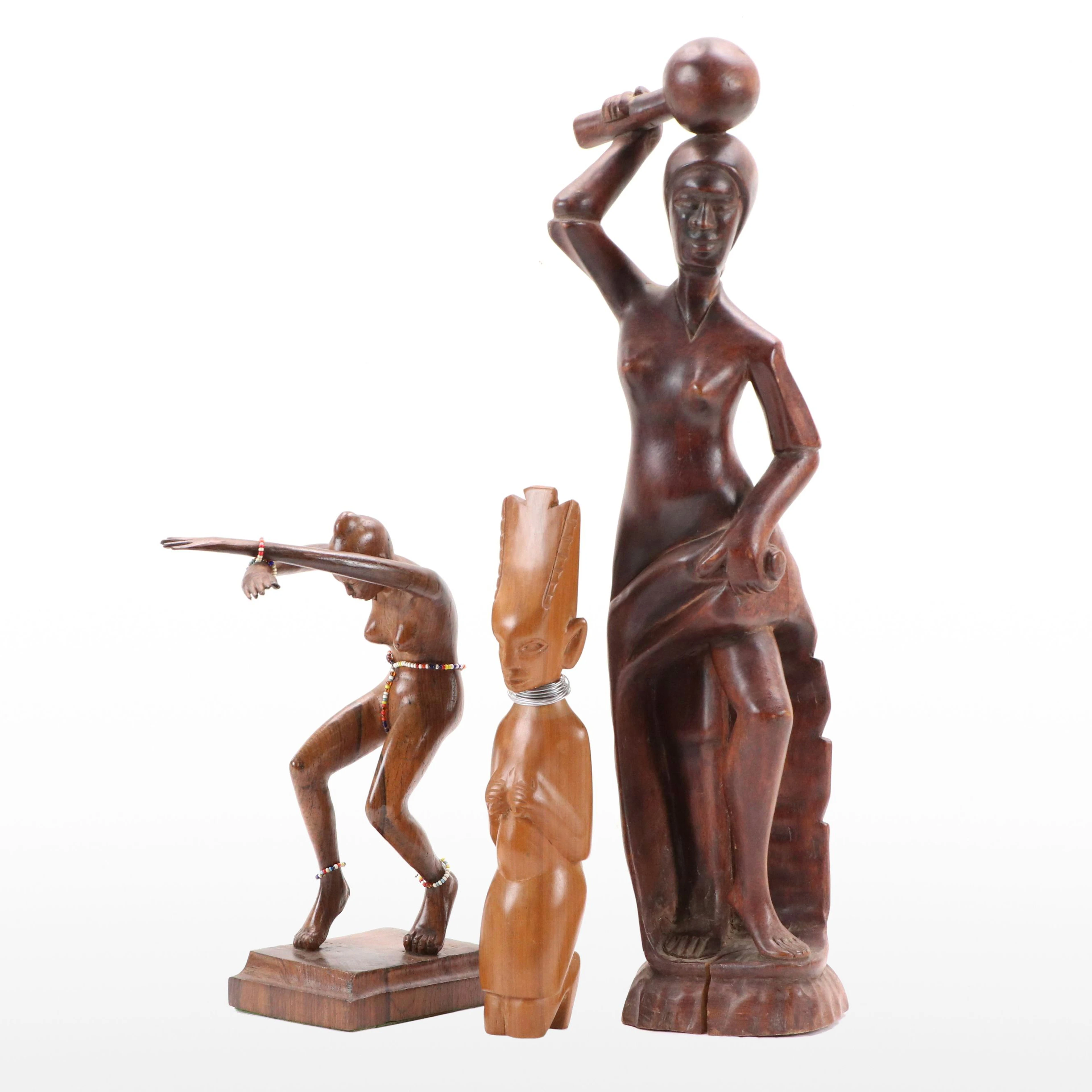 Contemporary African Hand-Carved Figural Sculptures