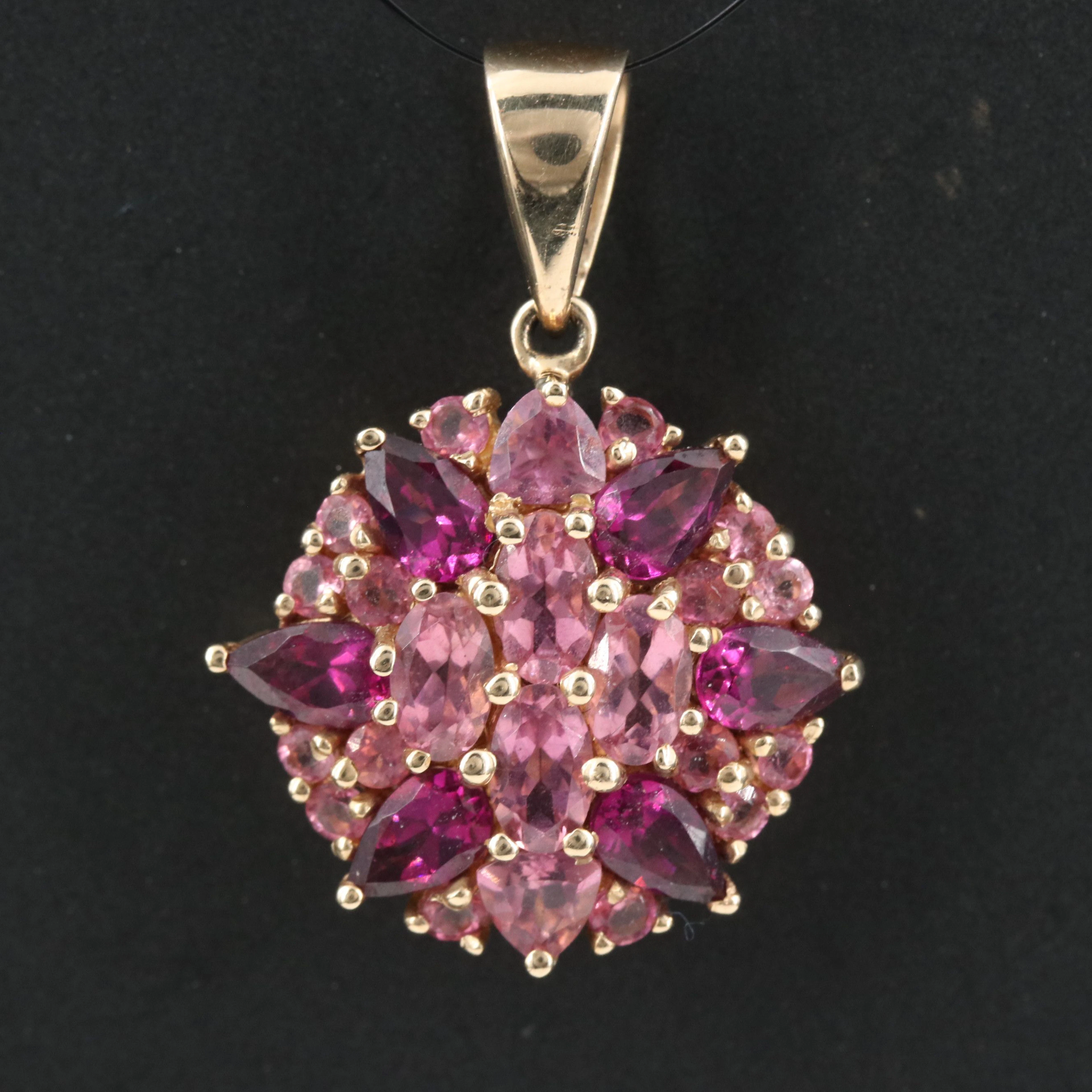 14K Garnet and Tourmaline Pendant