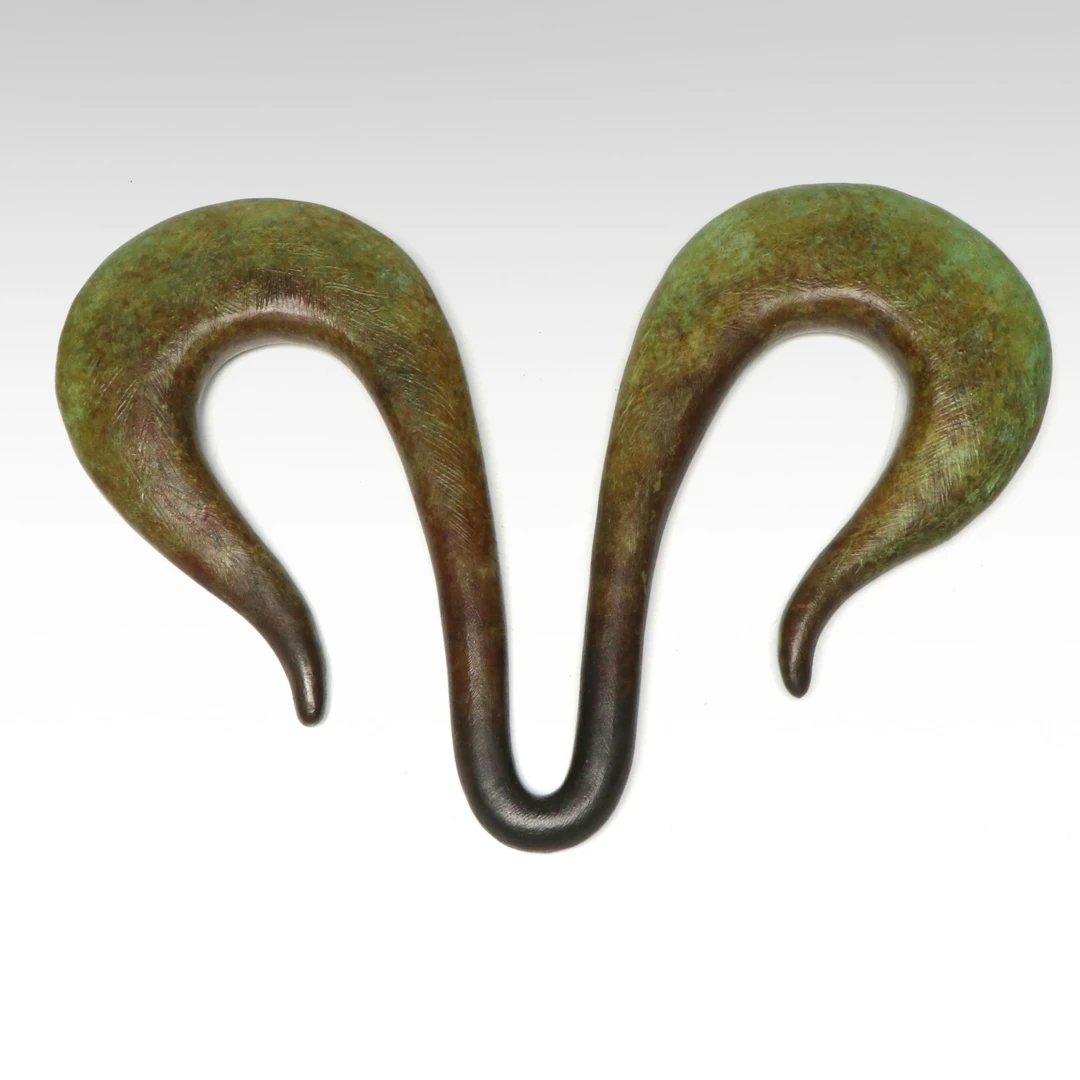 Metal Organic Double Hook or Horn Form Sculpture