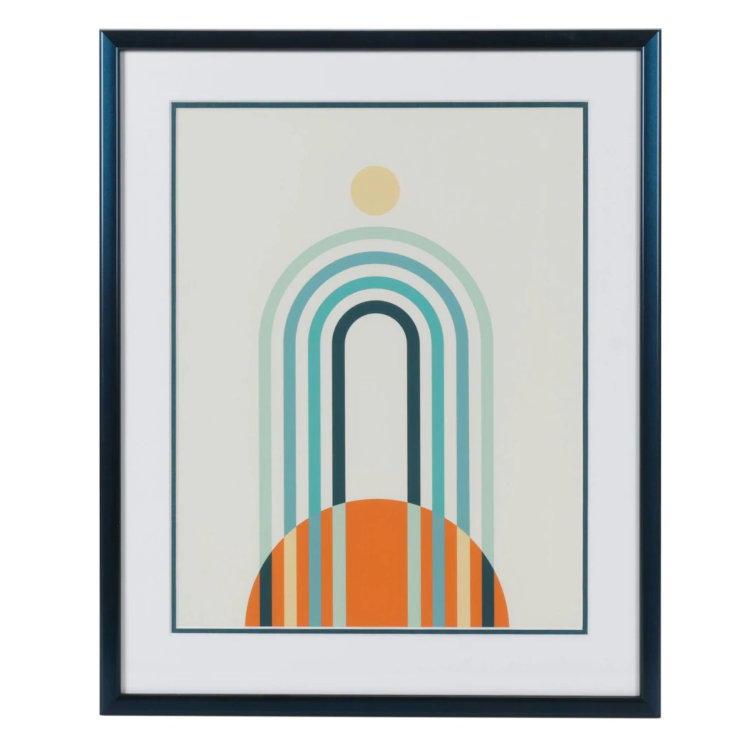 Earthy Modern Geometric Sunset Digital Print "Boho Loops II"
