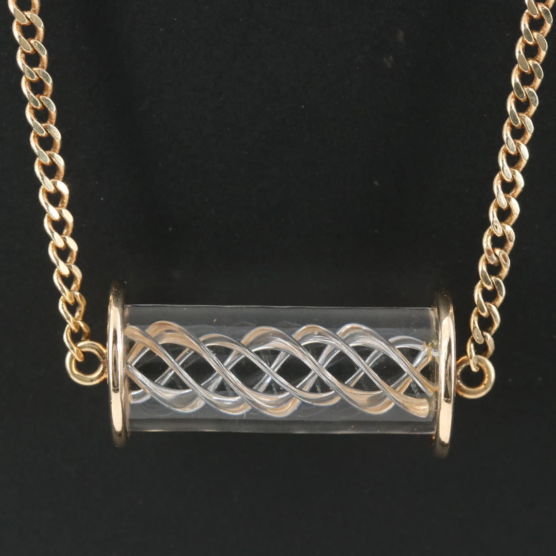 Steuben 14K Glass Crystal Air Twist Necklace