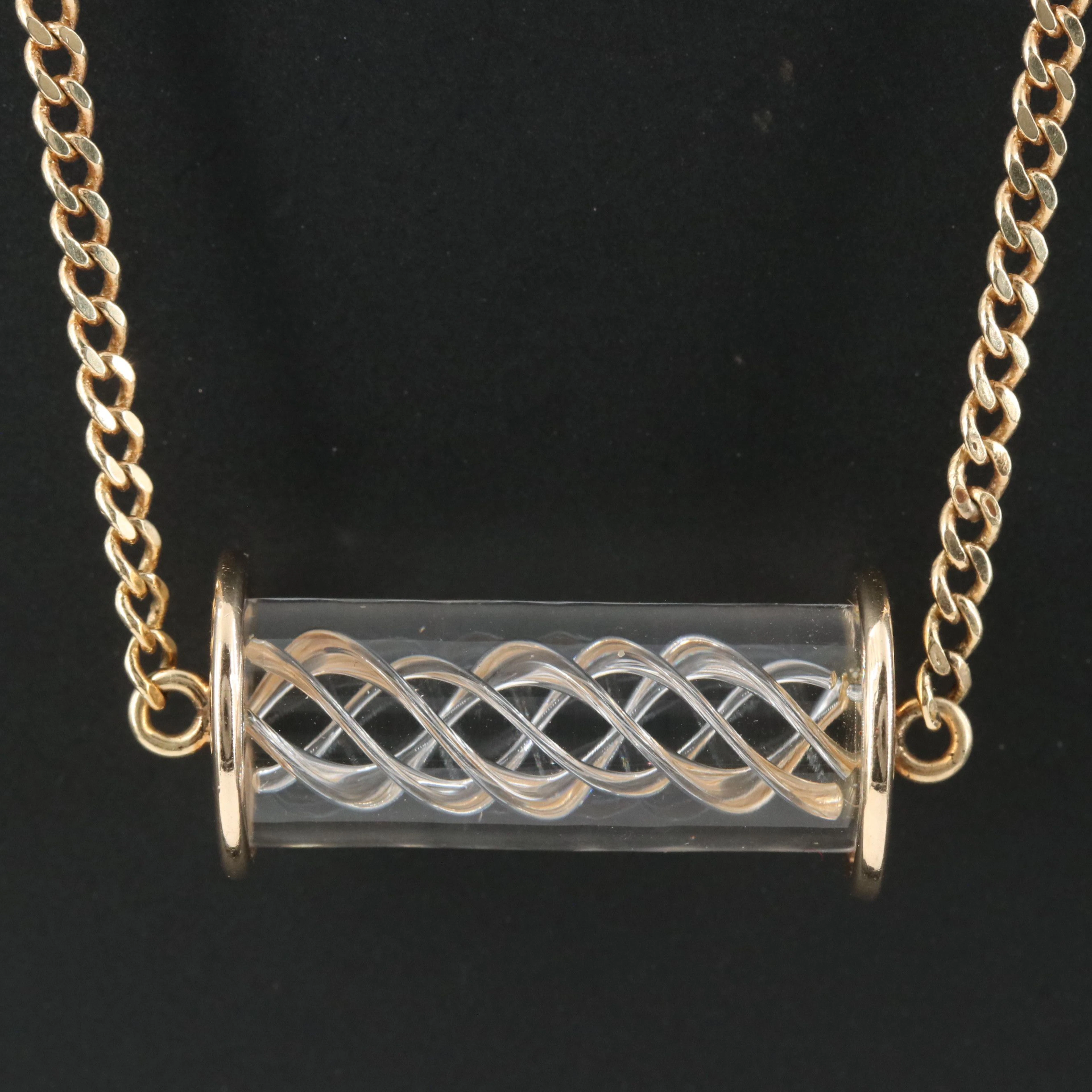 Steuben 14K Glass Crystal Air Twist Necklace