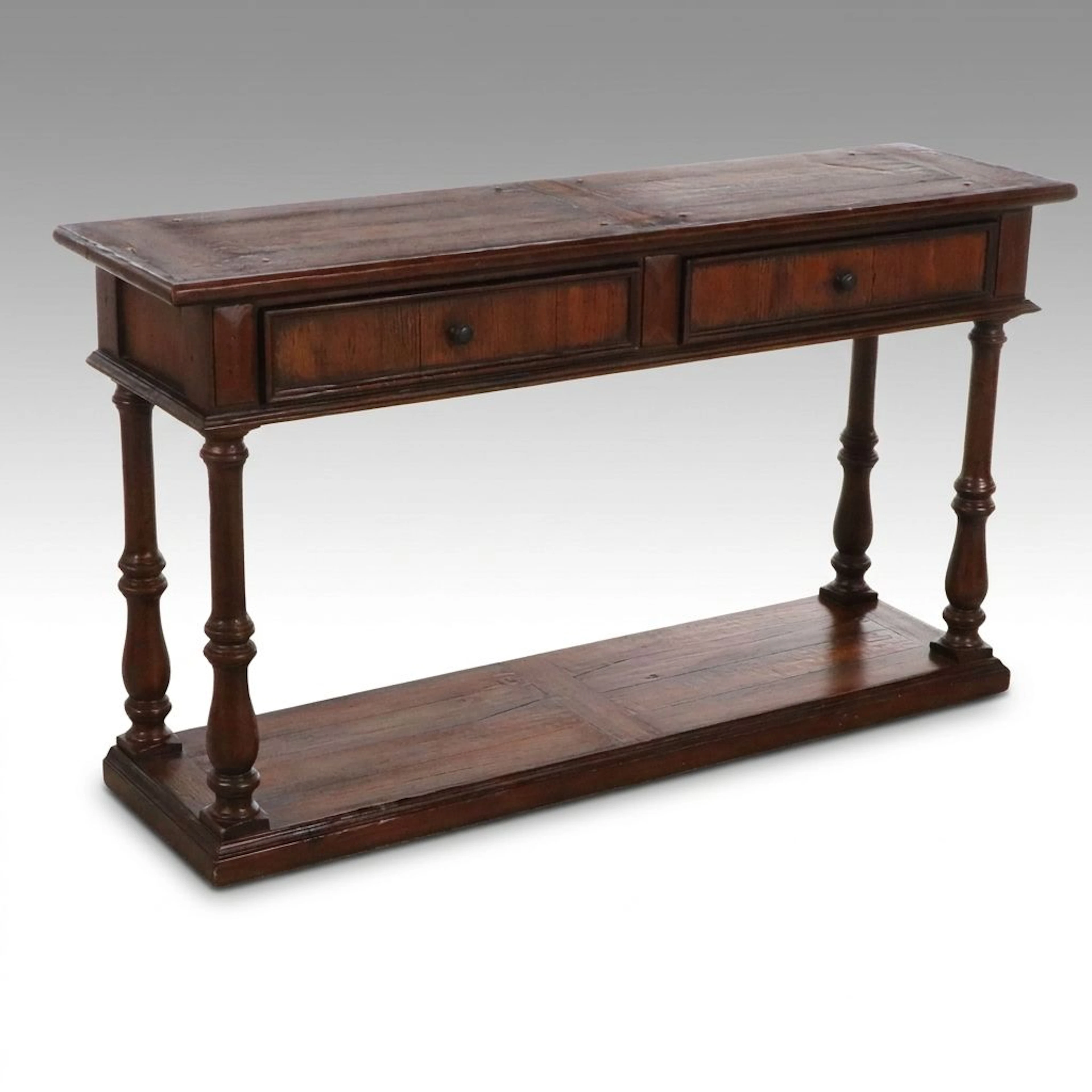 Arhaus Spanish Colonial Style Turned Leg Sofa Console Table, 21st Century