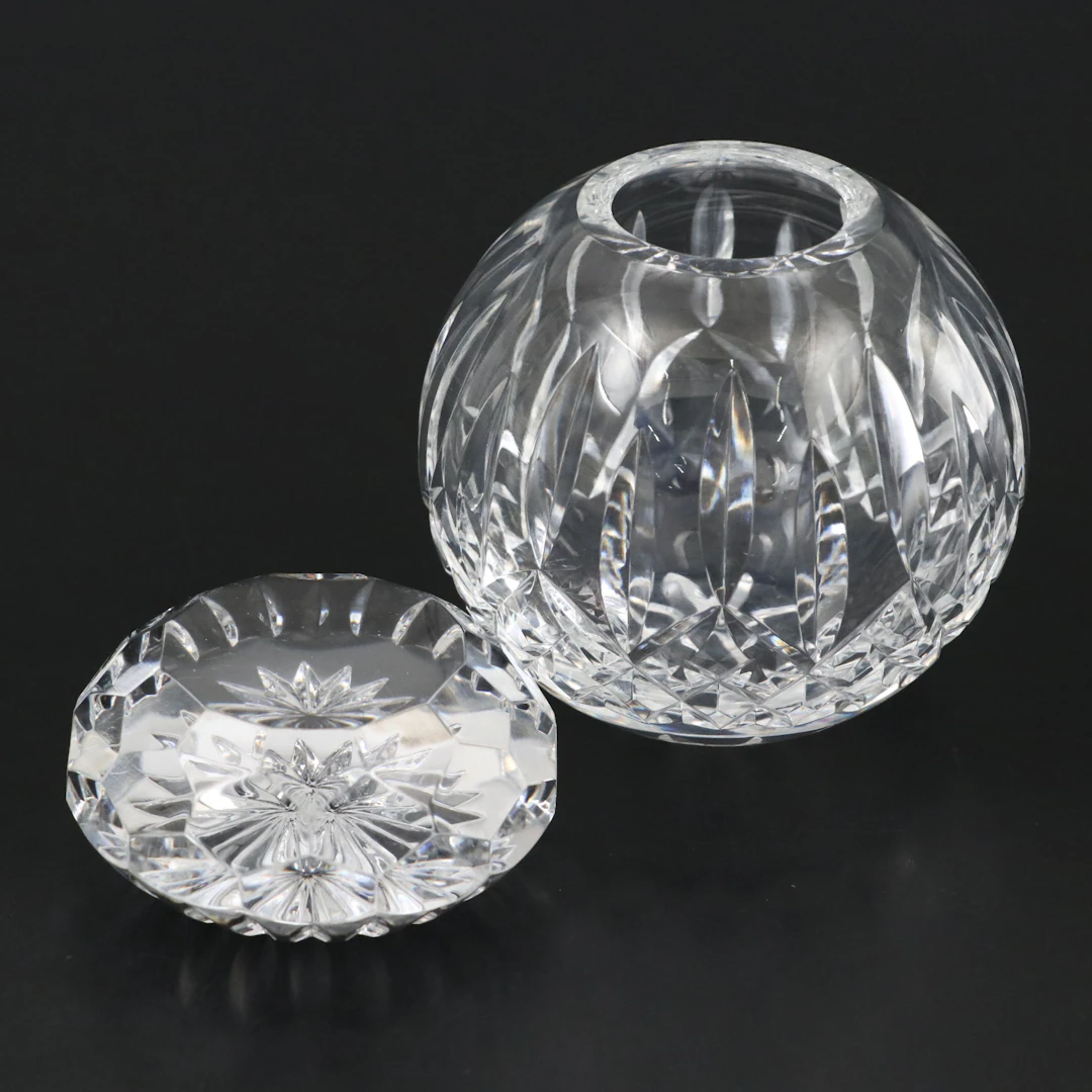 Waterford Crystal "Lismore" Rose Bowl and "Honeycomb" Paperweight