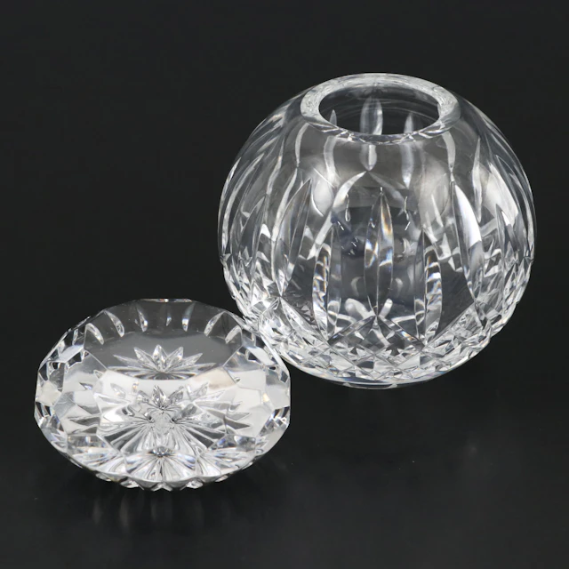 Waterford Crystal "Lismore" Rose Bowl and "Honeycomb" Paperweight