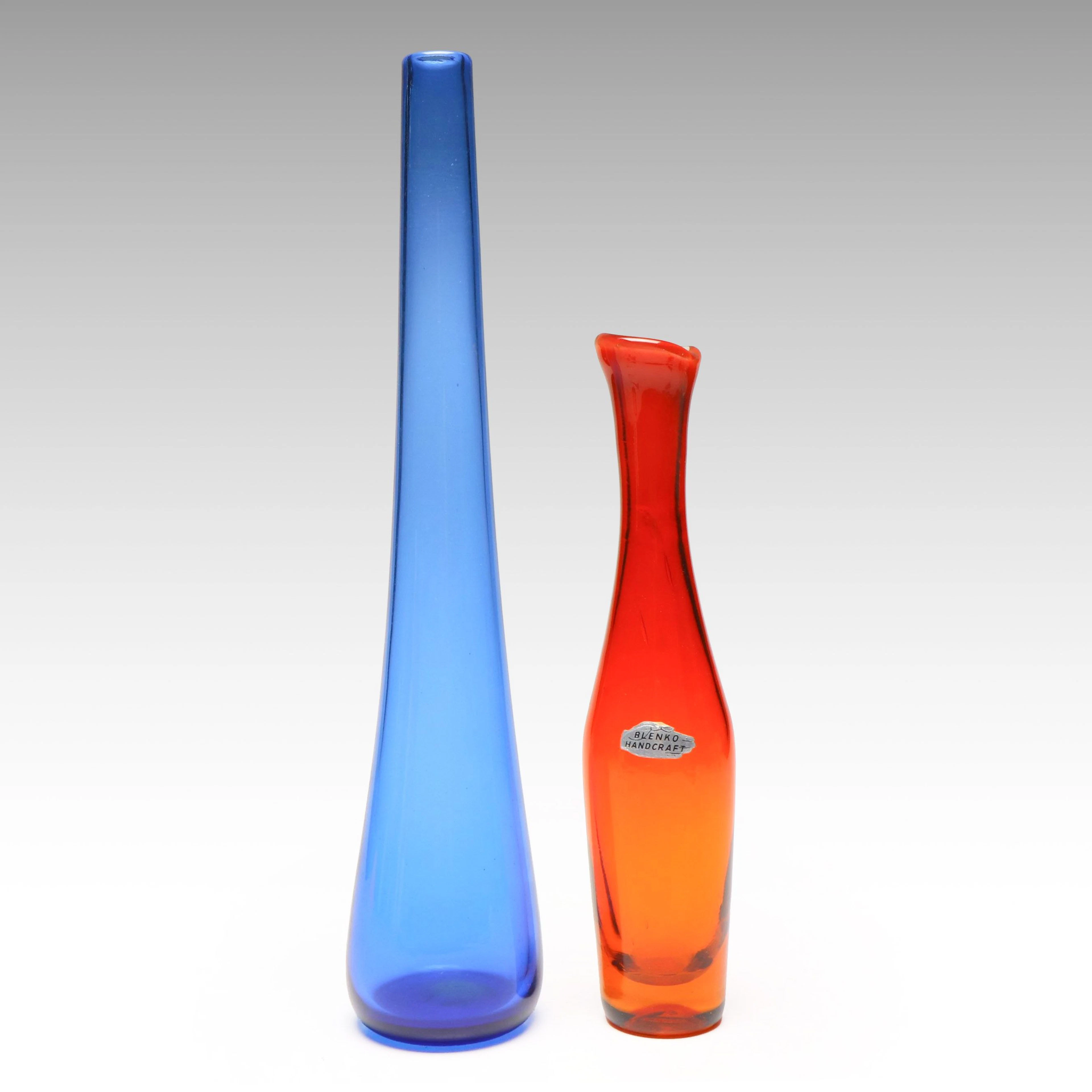 Blenko Mid Century Modern Glass Bottle Vases