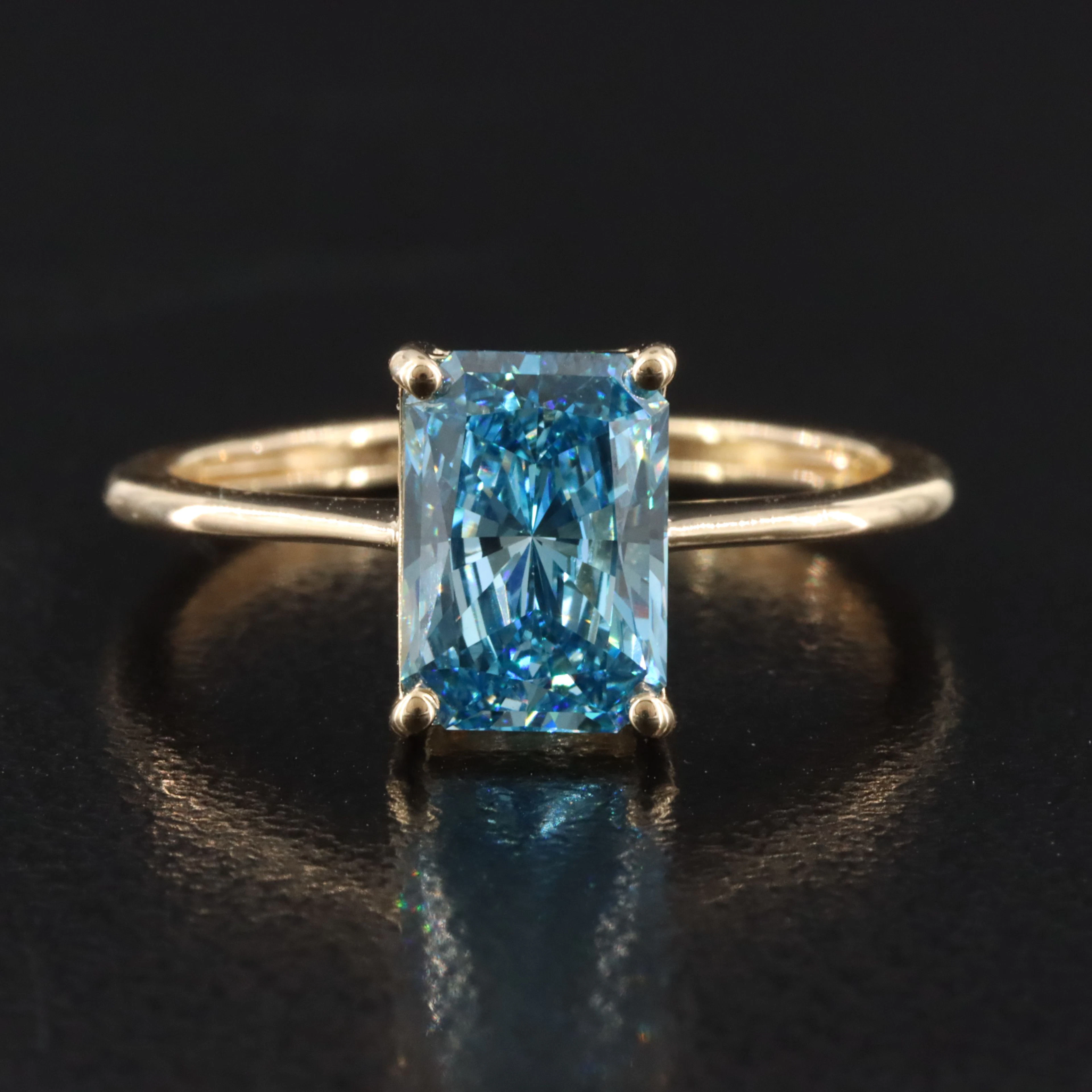 14K 1.56 CT Fancy Blue Lab Grown Diamond Ring