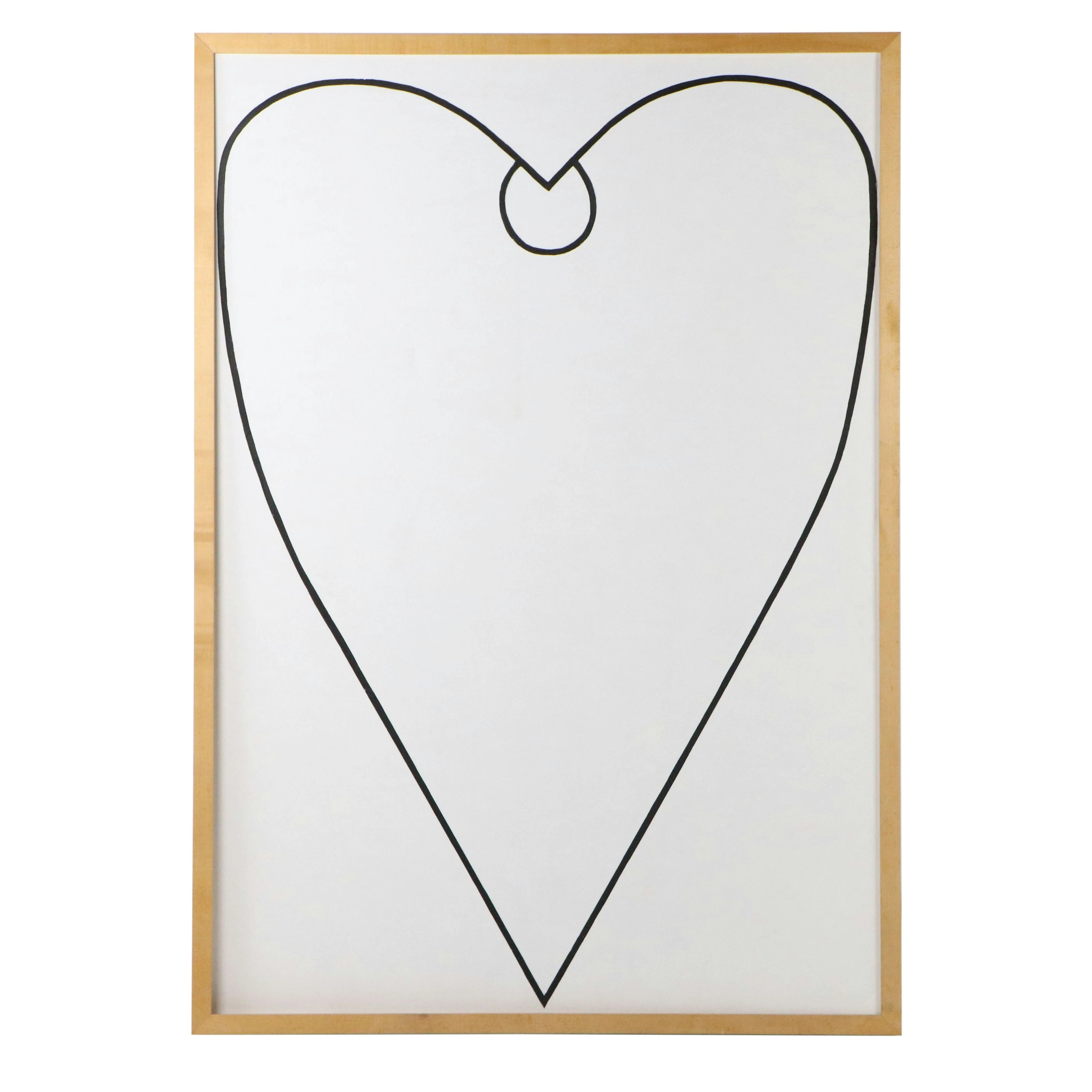 Minimalist Acrylic Painting of Heart, 21st Century