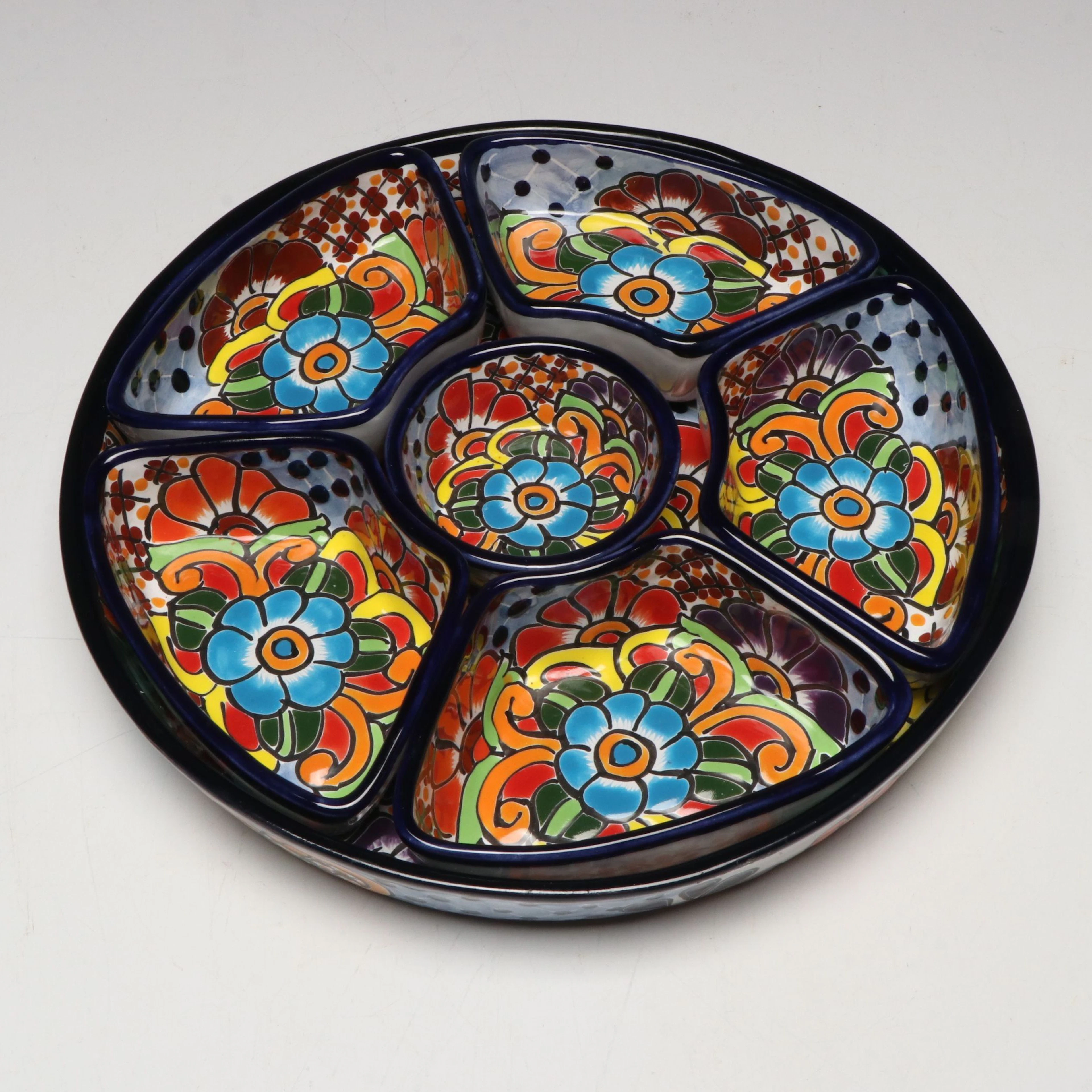 Mexican Talavera Pottery Appetizer Tray, 21st Century