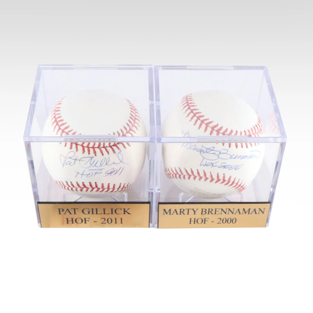Marty Brennaman & Pat Gillick Signed Baseballs, HOF Announcers, JSA