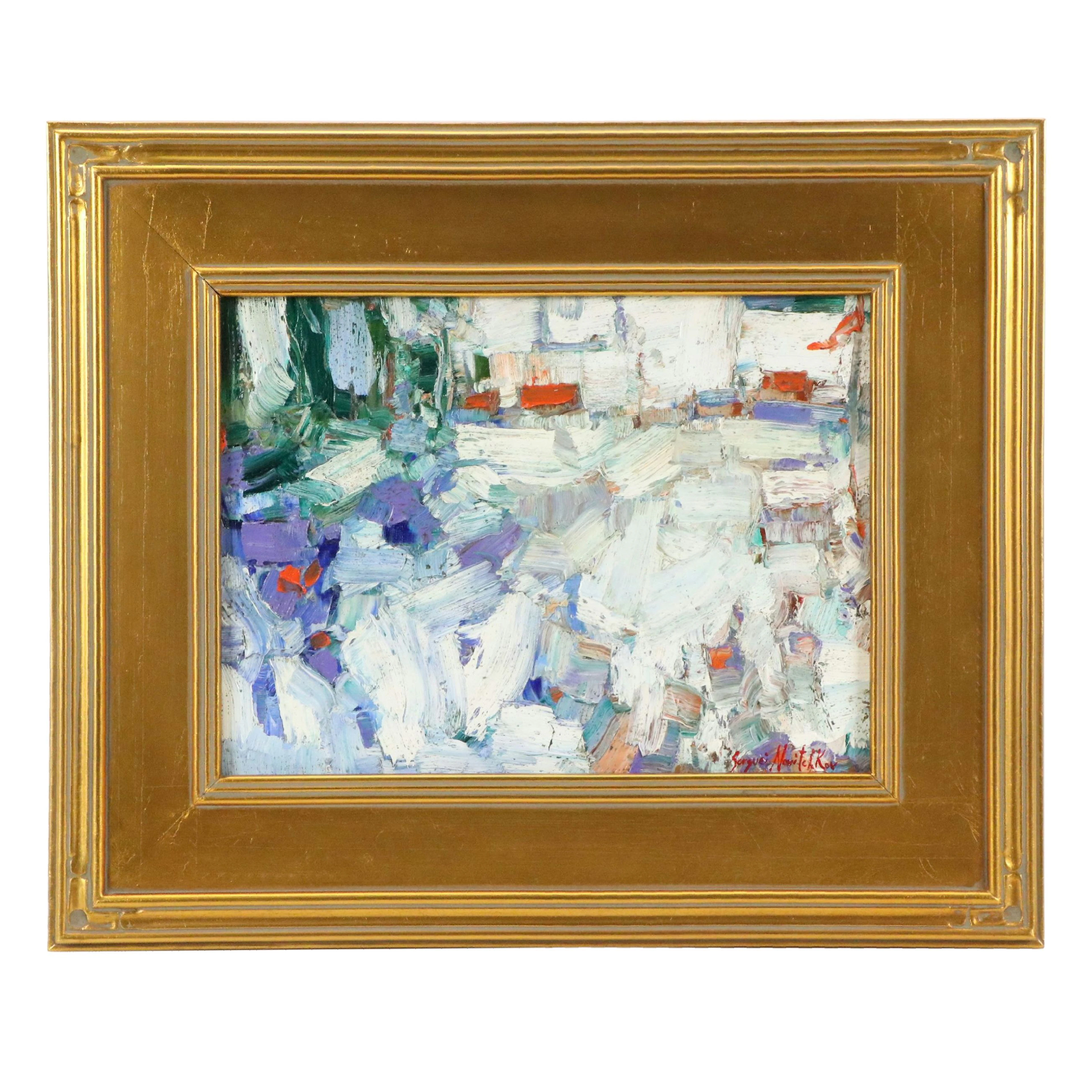 Serguei Novitchkov Abstract Impasto Oil Painting "Huntington Beach