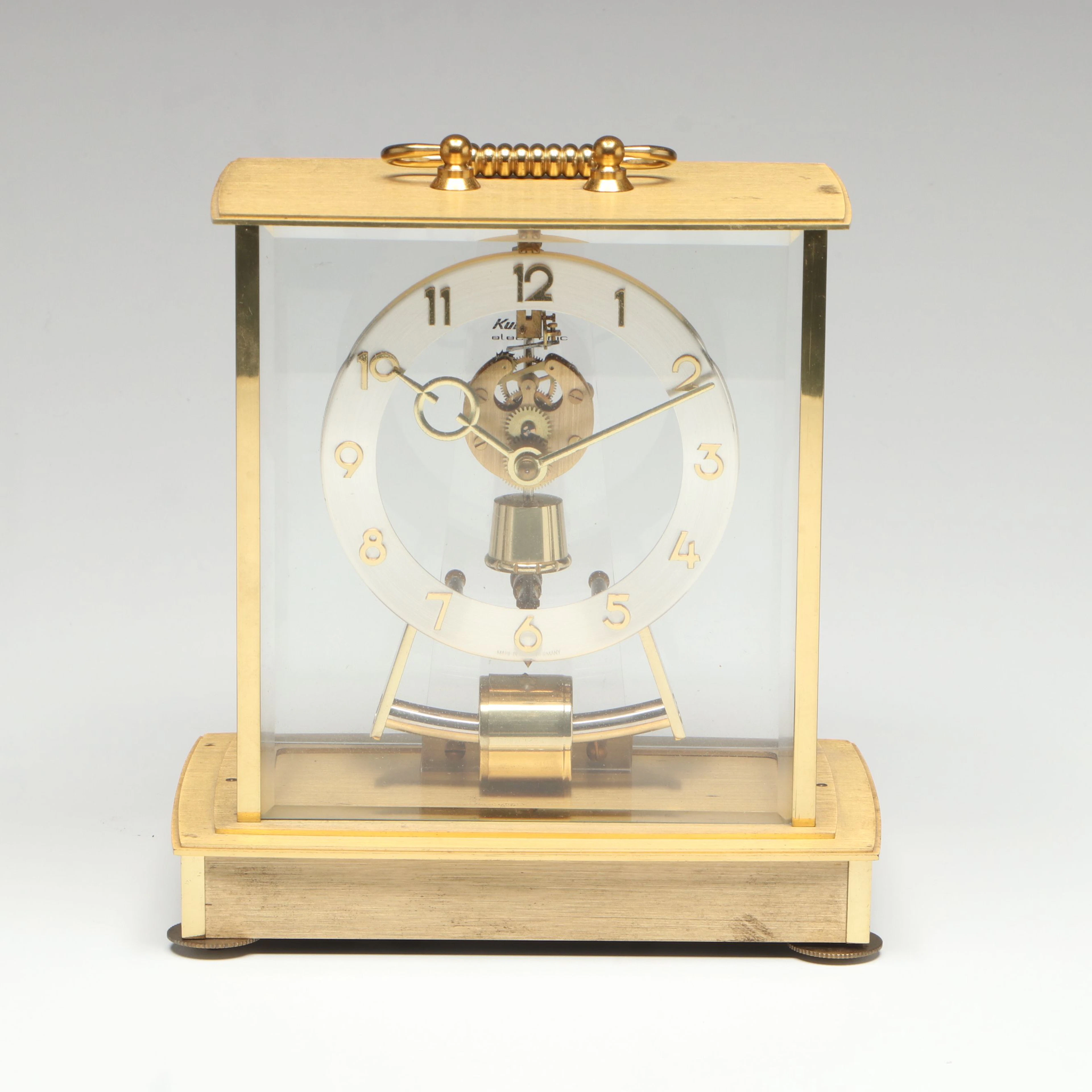 Kieninger & Obergfell Mid-Century Brass and Glass Mantel Clock