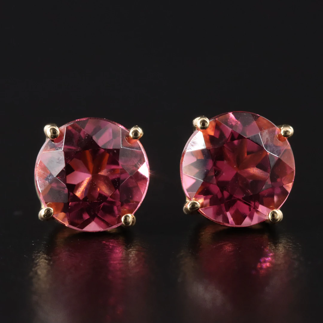 14K Pink Tourmaline Earrings
