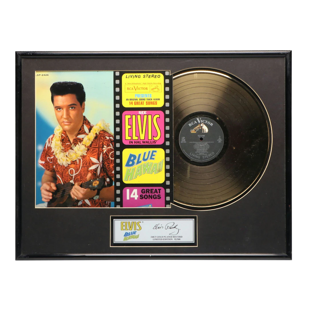 Elvis Presley "Blue Hawaii" Commemorative Gold Tone LP Framed Vinyl Record