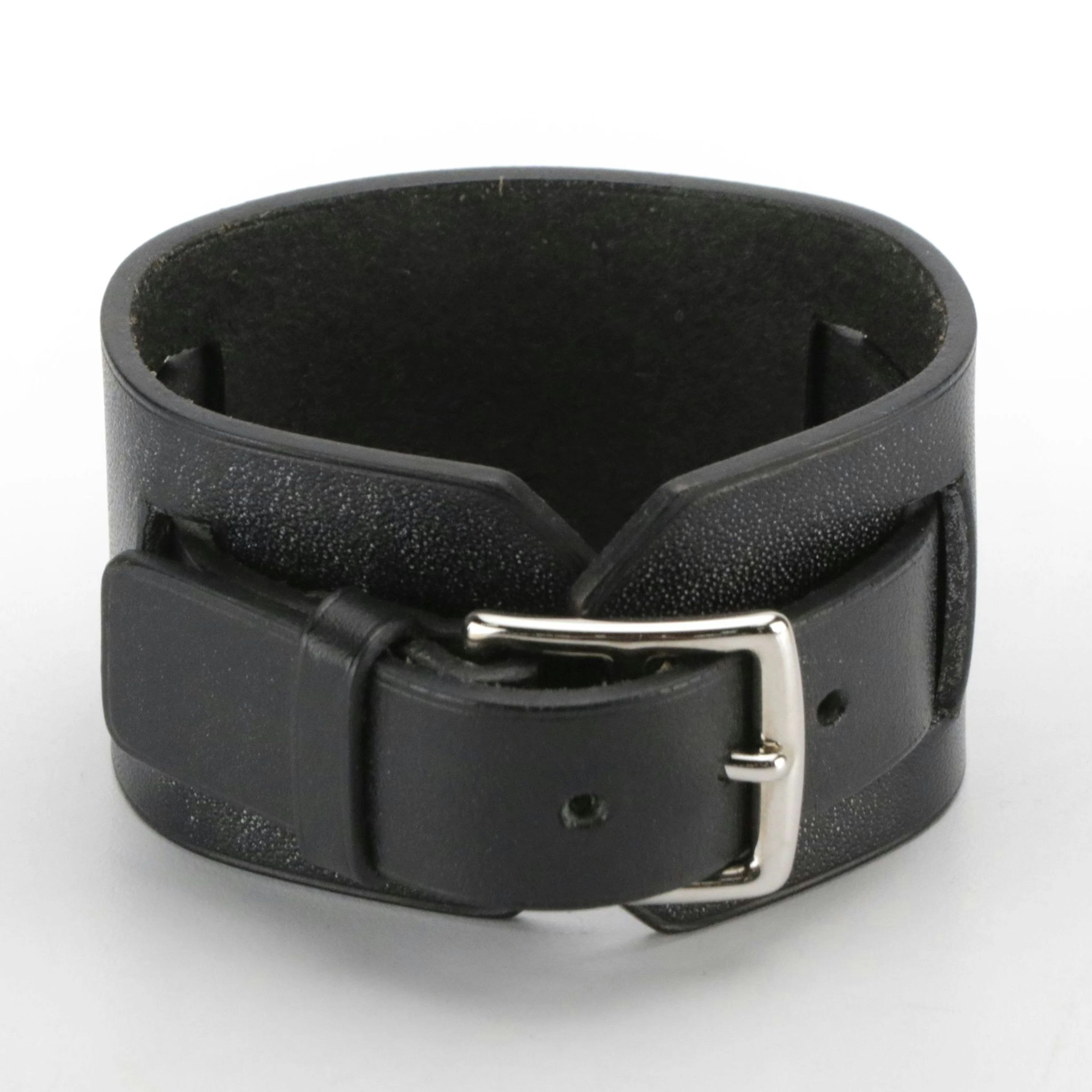 Hermès Buckle Cuff Bracelet in Black Leather, With Box