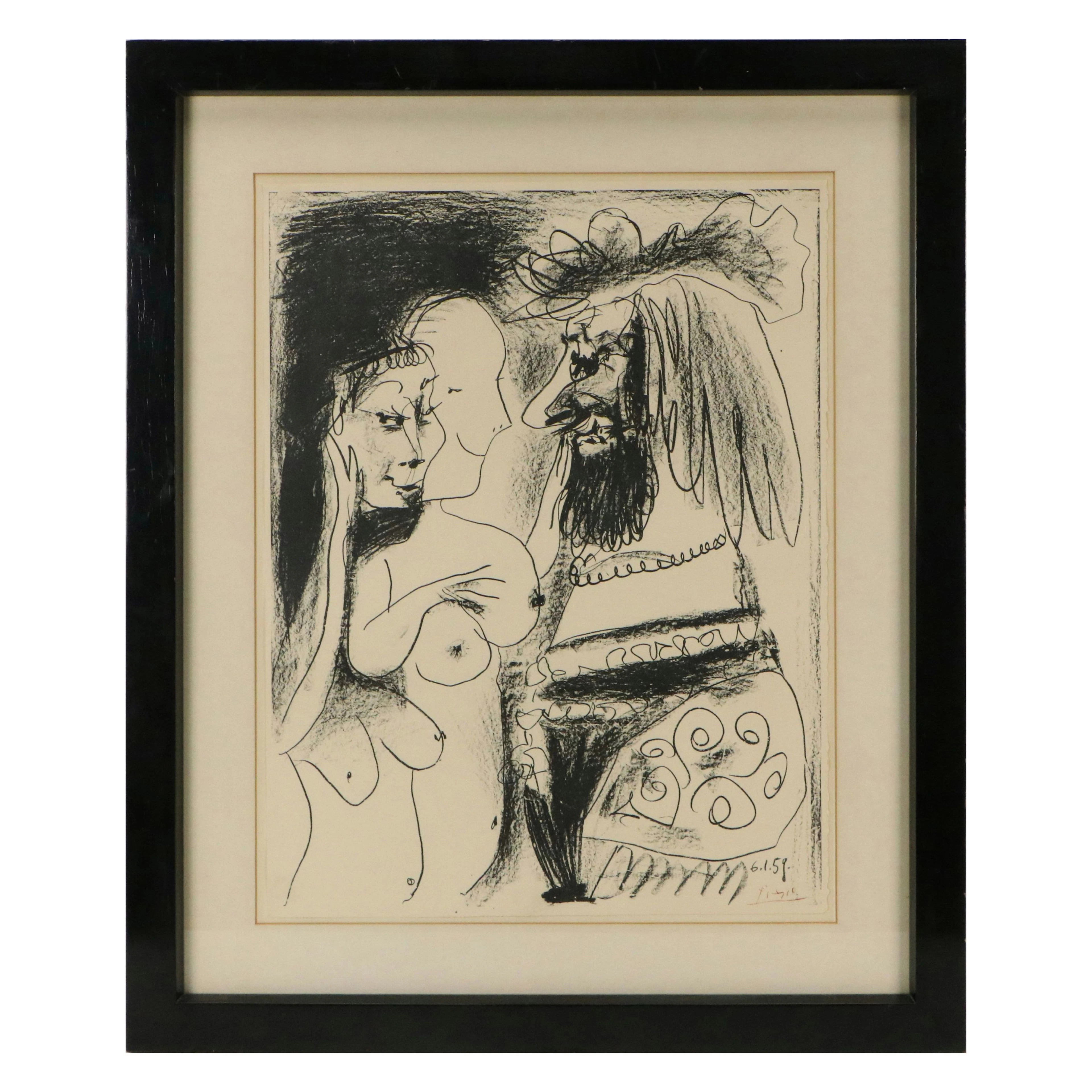 After Pablo Picasso Abstracted Figural Lithograph "Le Vieux Roi"