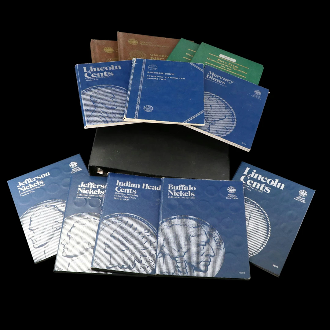 Twelve Albums of U.S. Coins, Including Indian Head Cents, Mercury Dimes, & More