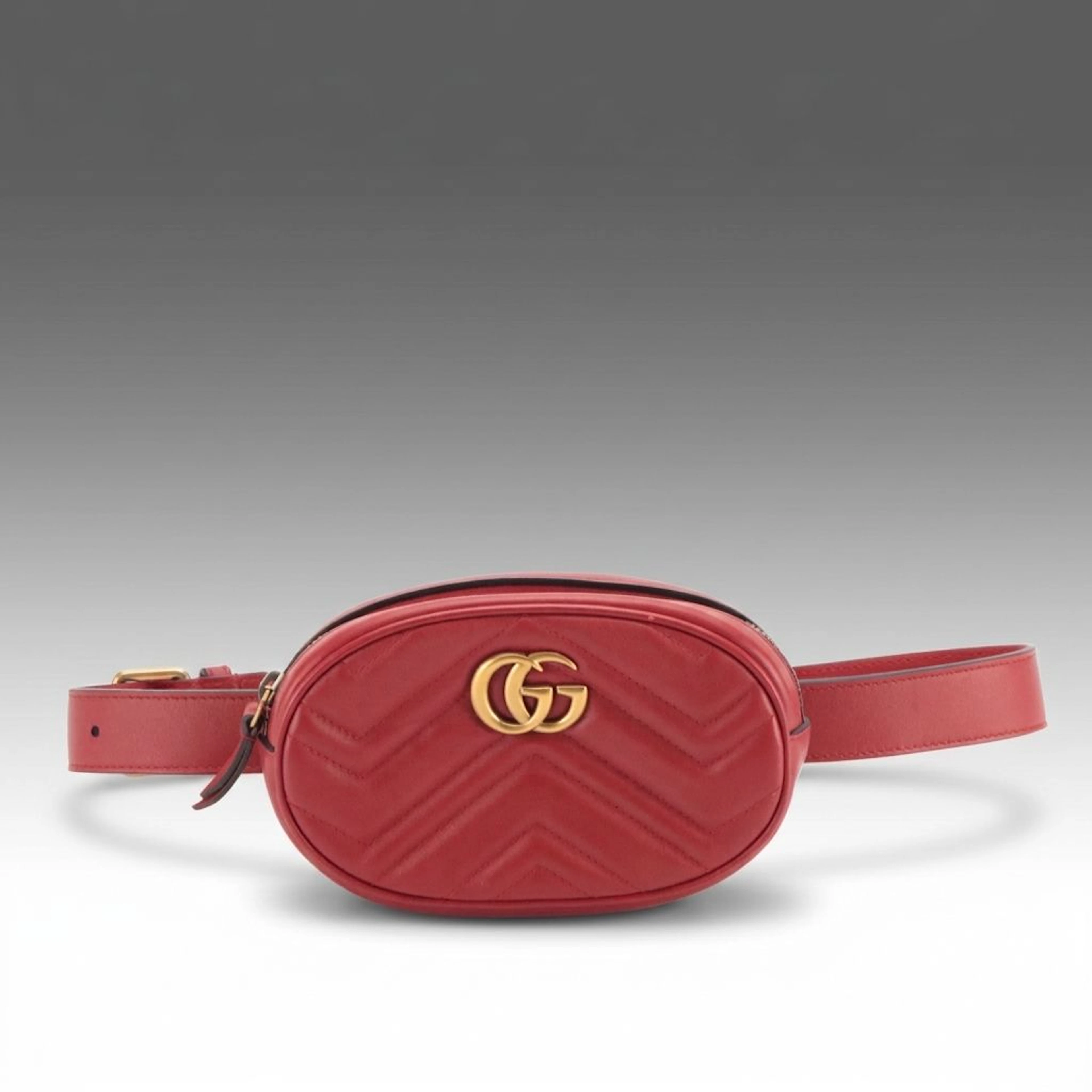 Gucci GG Marmont Belt Bag in Red Matelassé Leather