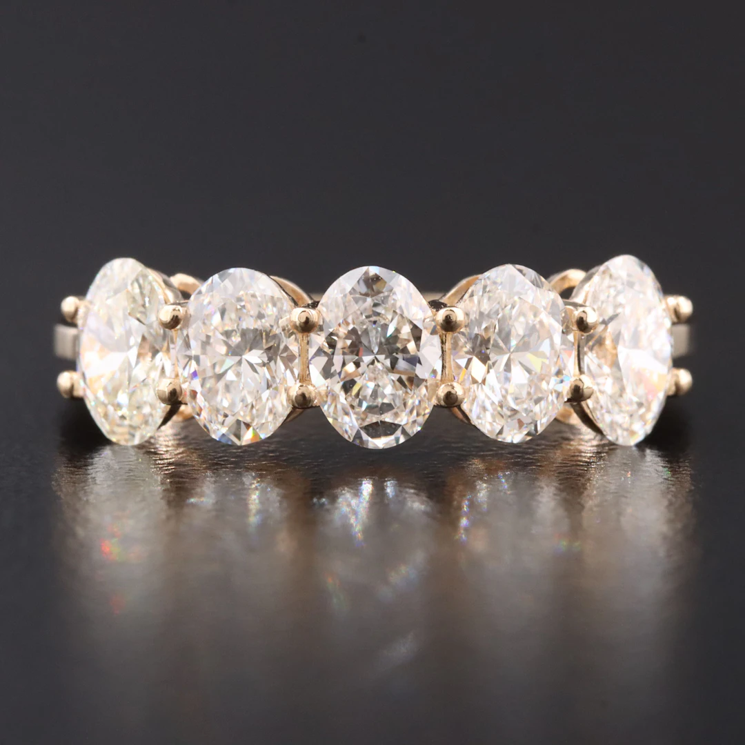 14K 2.01 CTW Diamond Five Stone Ring with GIA Reports