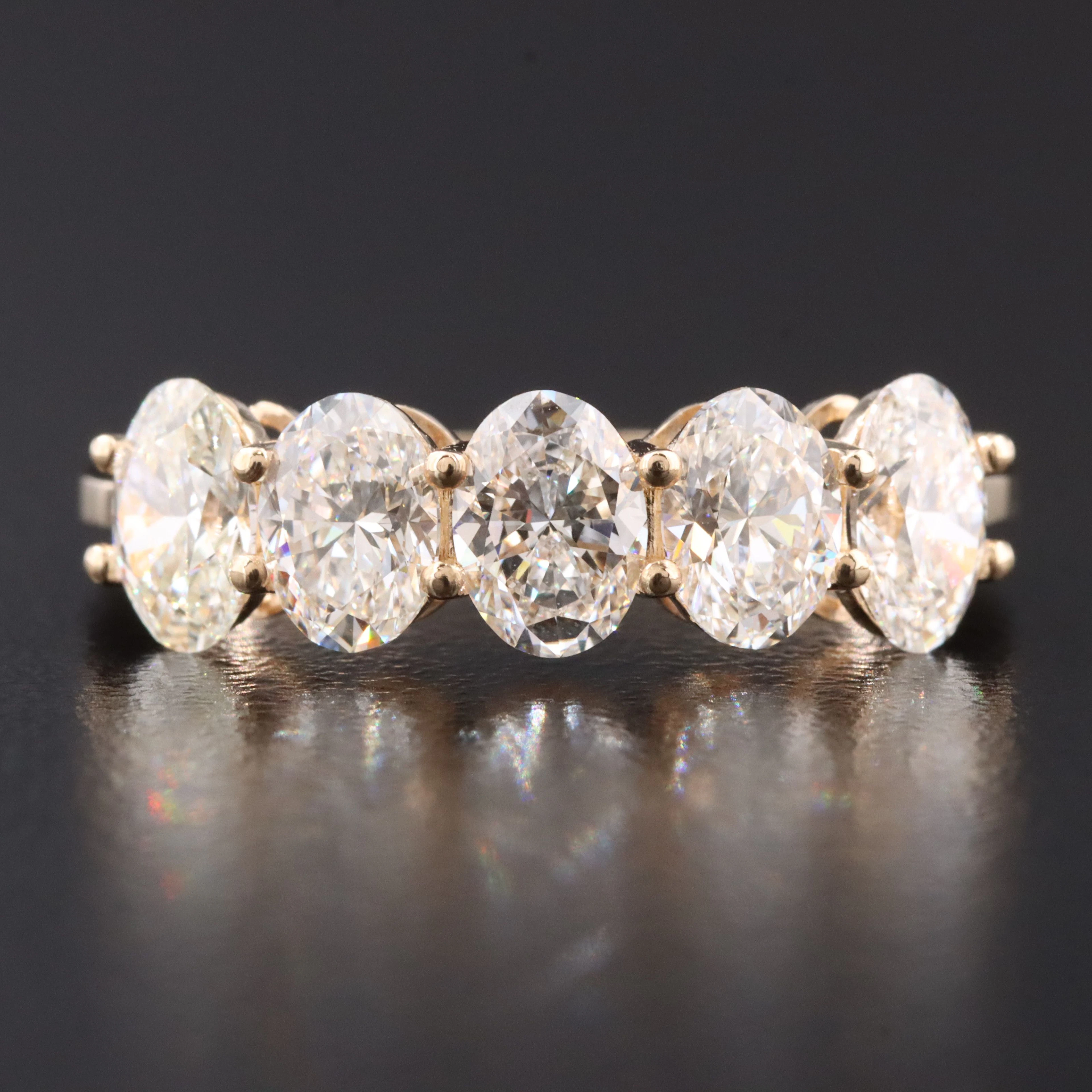 14K 2.01 CTW Diamond Five Stone Ring with GIA Reports