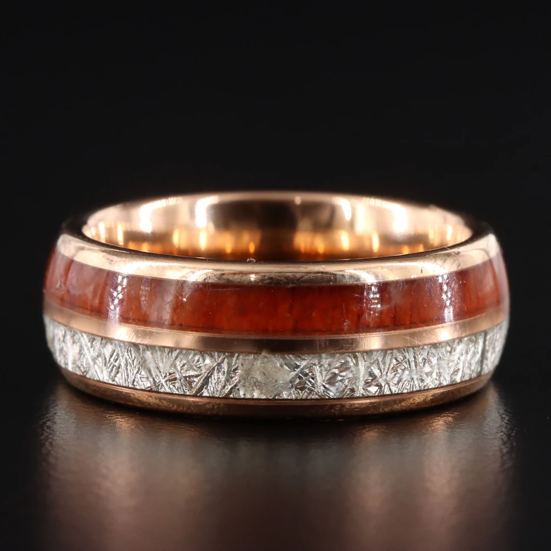 Urban Designer Tungsten Meteorite and Wood Band