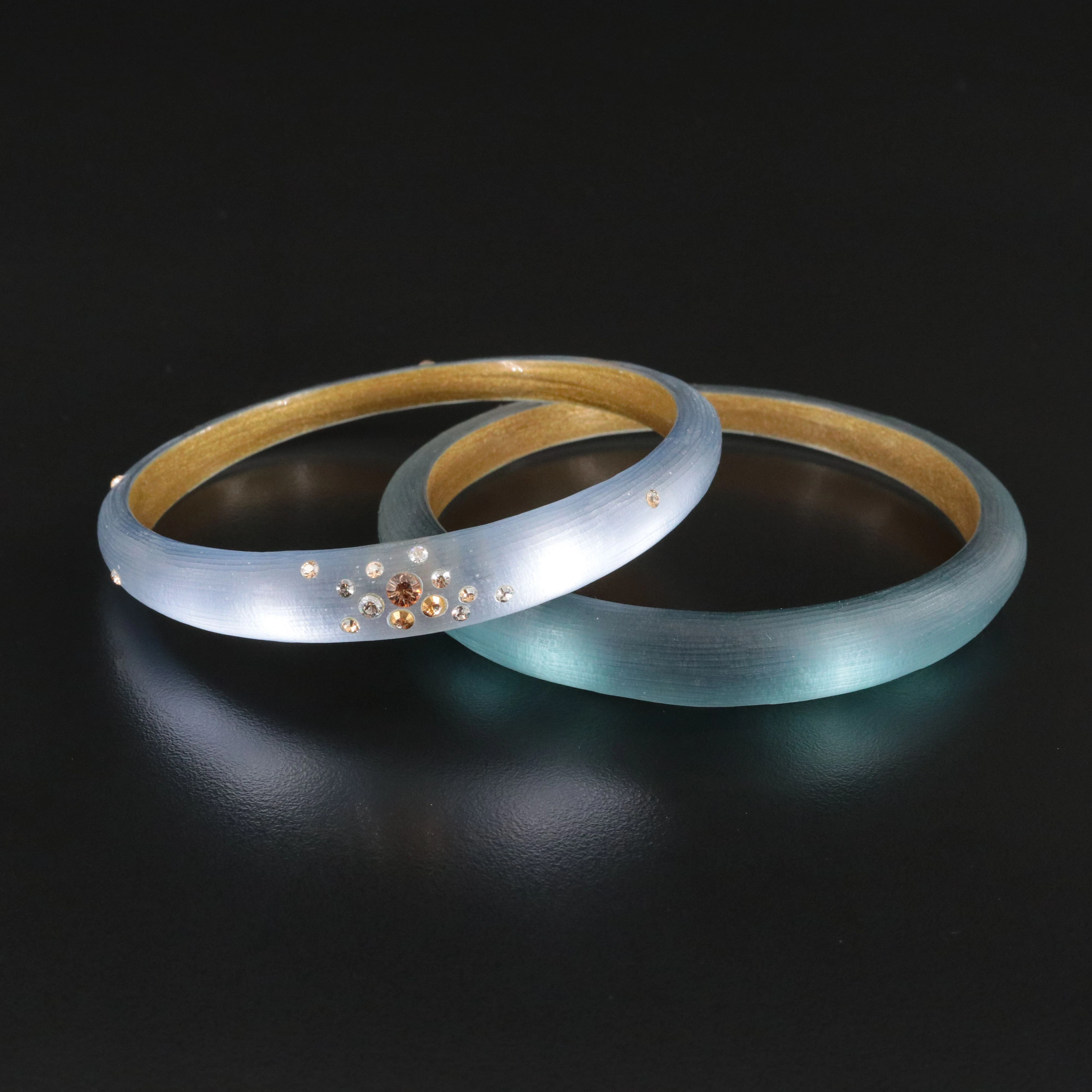 Alexis Bittar Lucite and Crystal Graduated Stacking Bangle Bracelet