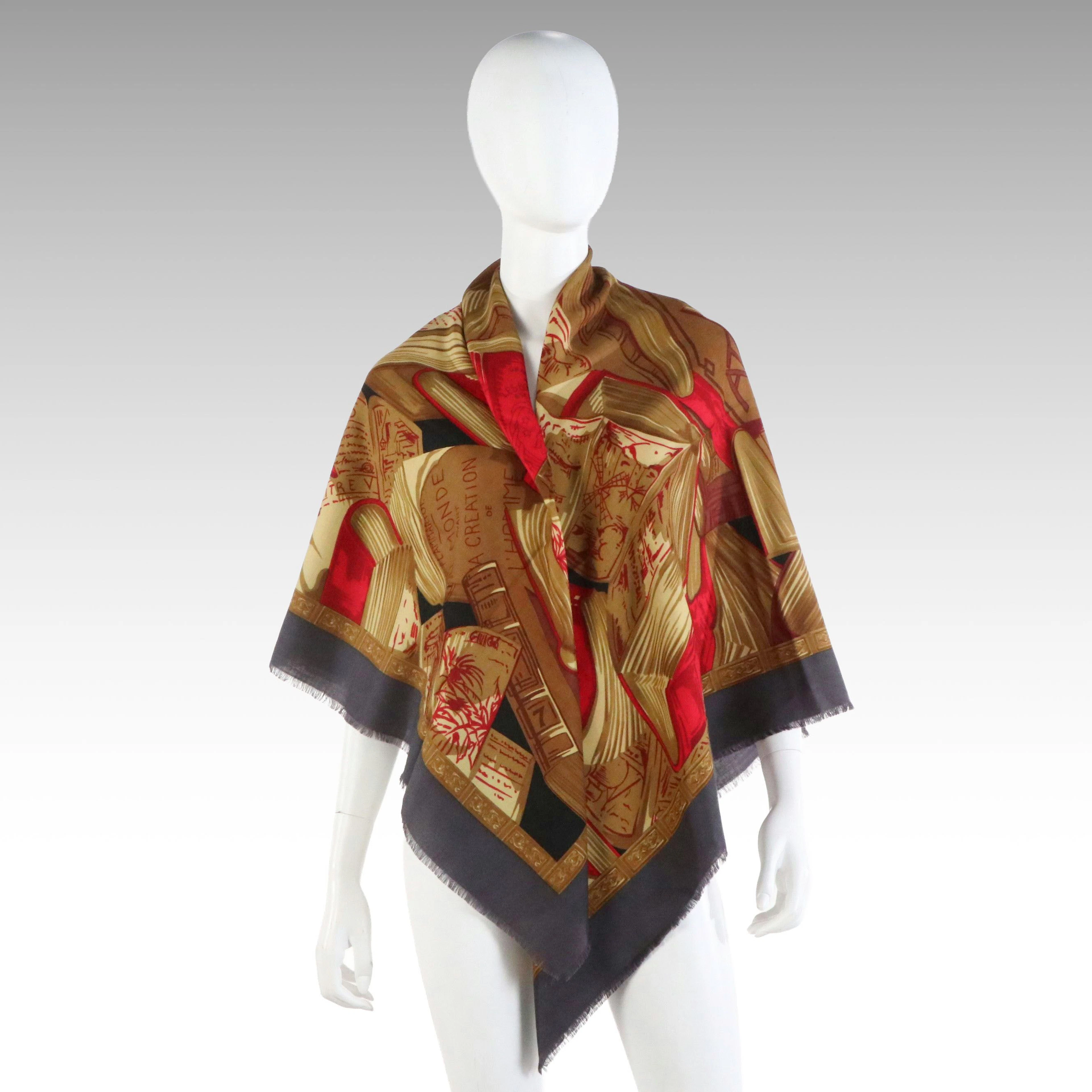 Karl Lagerfeld Fringe Scarf Shawl in Wool/Silk Blend