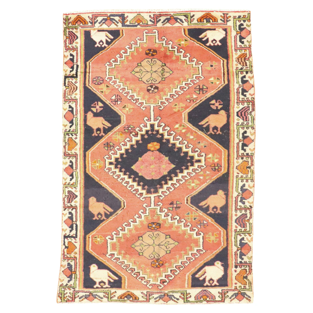 4'1 x 7'3 Hand-Knotted Persian Hamadan Area Rug