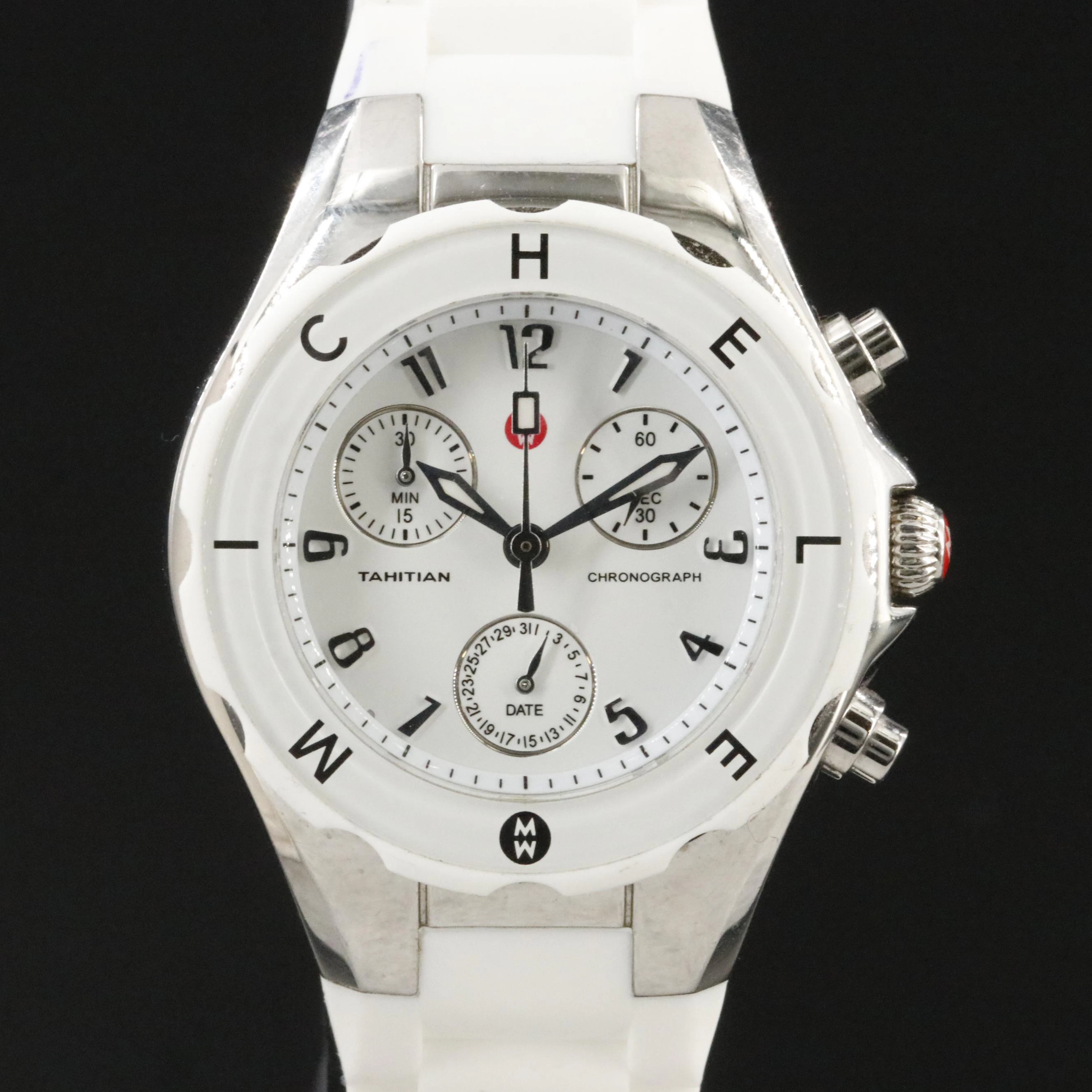 Michele Tahitian Jelly Bean Chronograph Stainless Steel and Silicone Watch